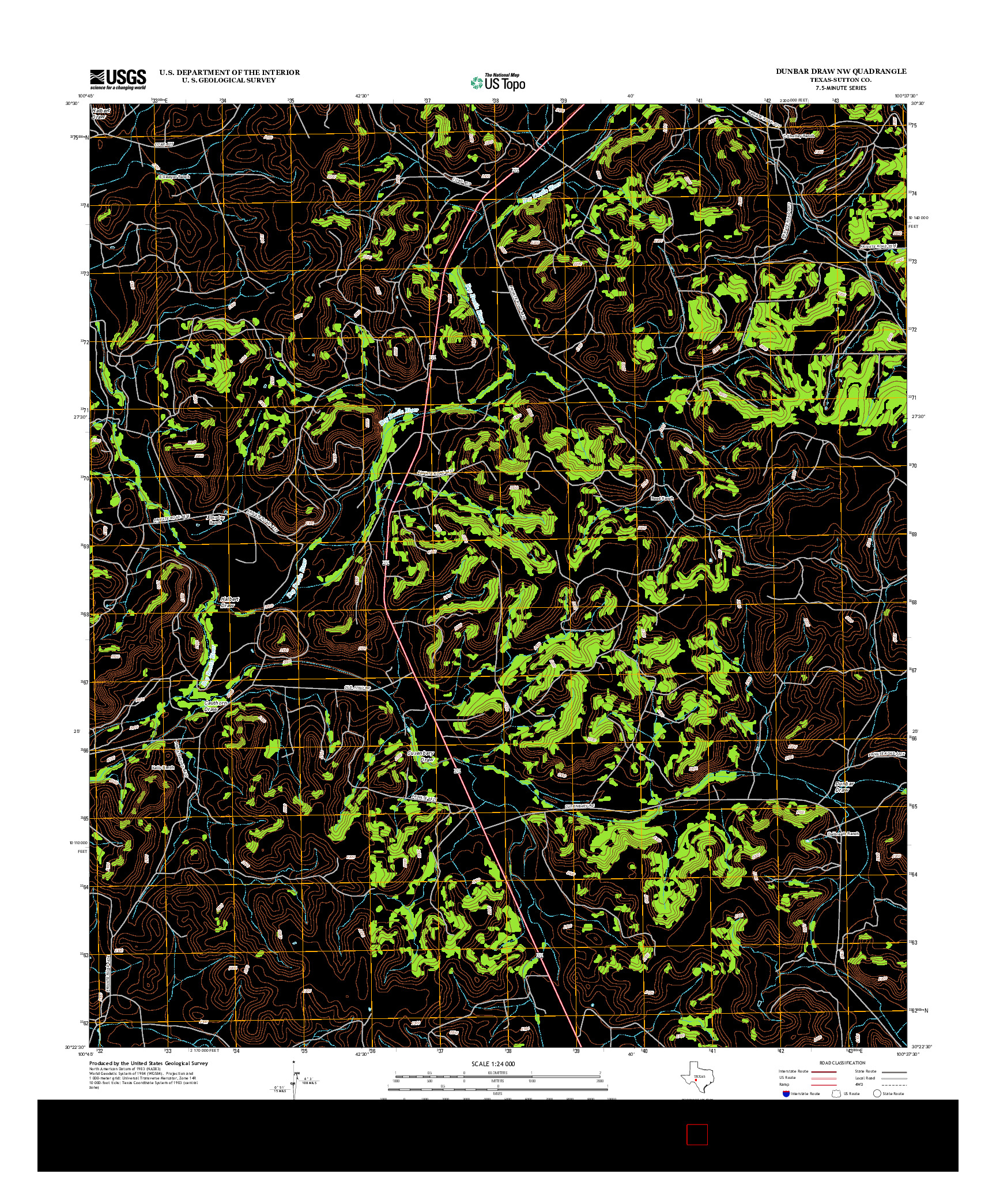 USGS US TOPO 7.5-MINUTE MAP FOR DUNBAR DRAW NW, TX 2012