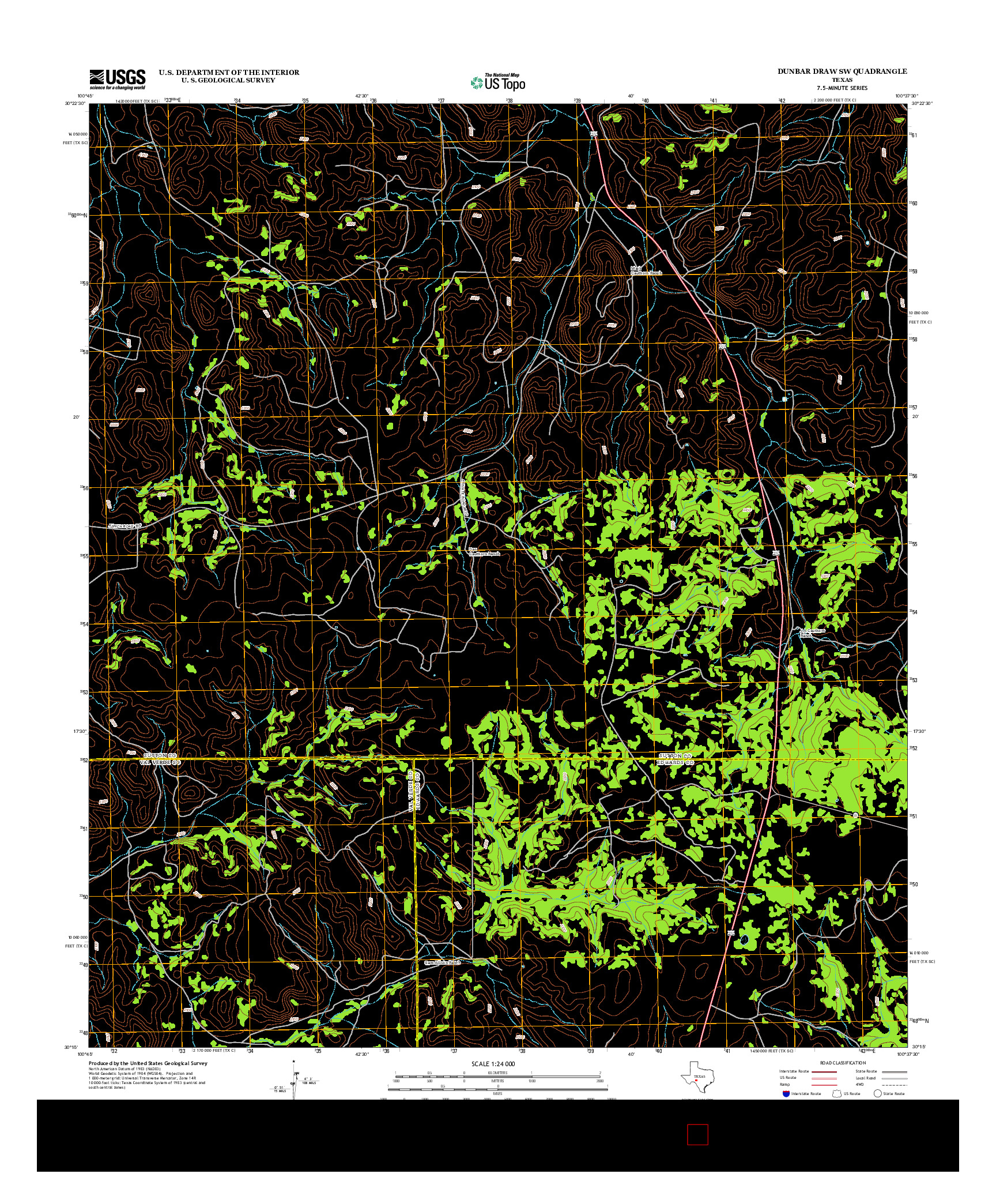 USGS US TOPO 7.5-MINUTE MAP FOR DUNBAR DRAW SW, TX 2012