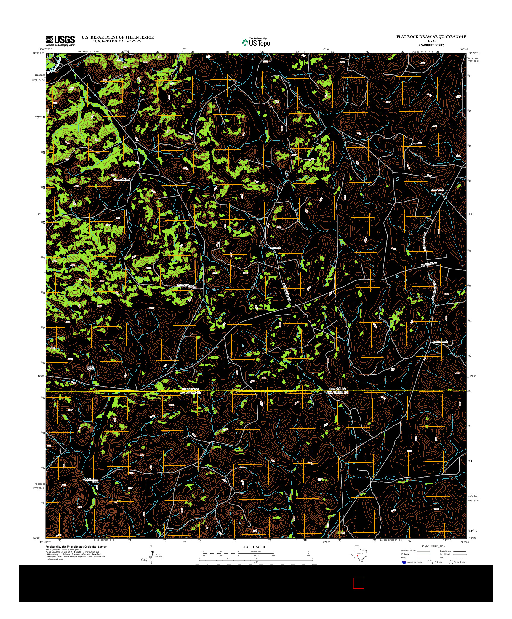 USGS US TOPO 7.5-MINUTE MAP FOR FLAT ROCK DRAW SE, TX 2012