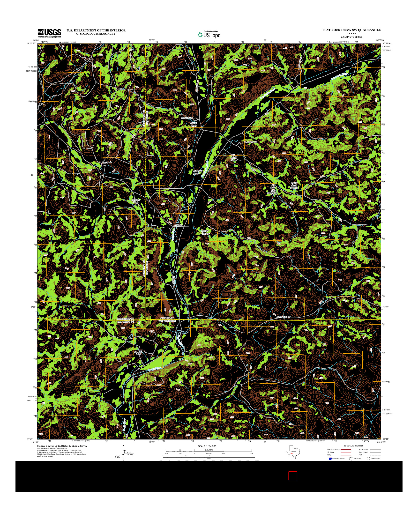 USGS US TOPO 7.5-MINUTE MAP FOR FLAT ROCK DRAW SW, TX 2012