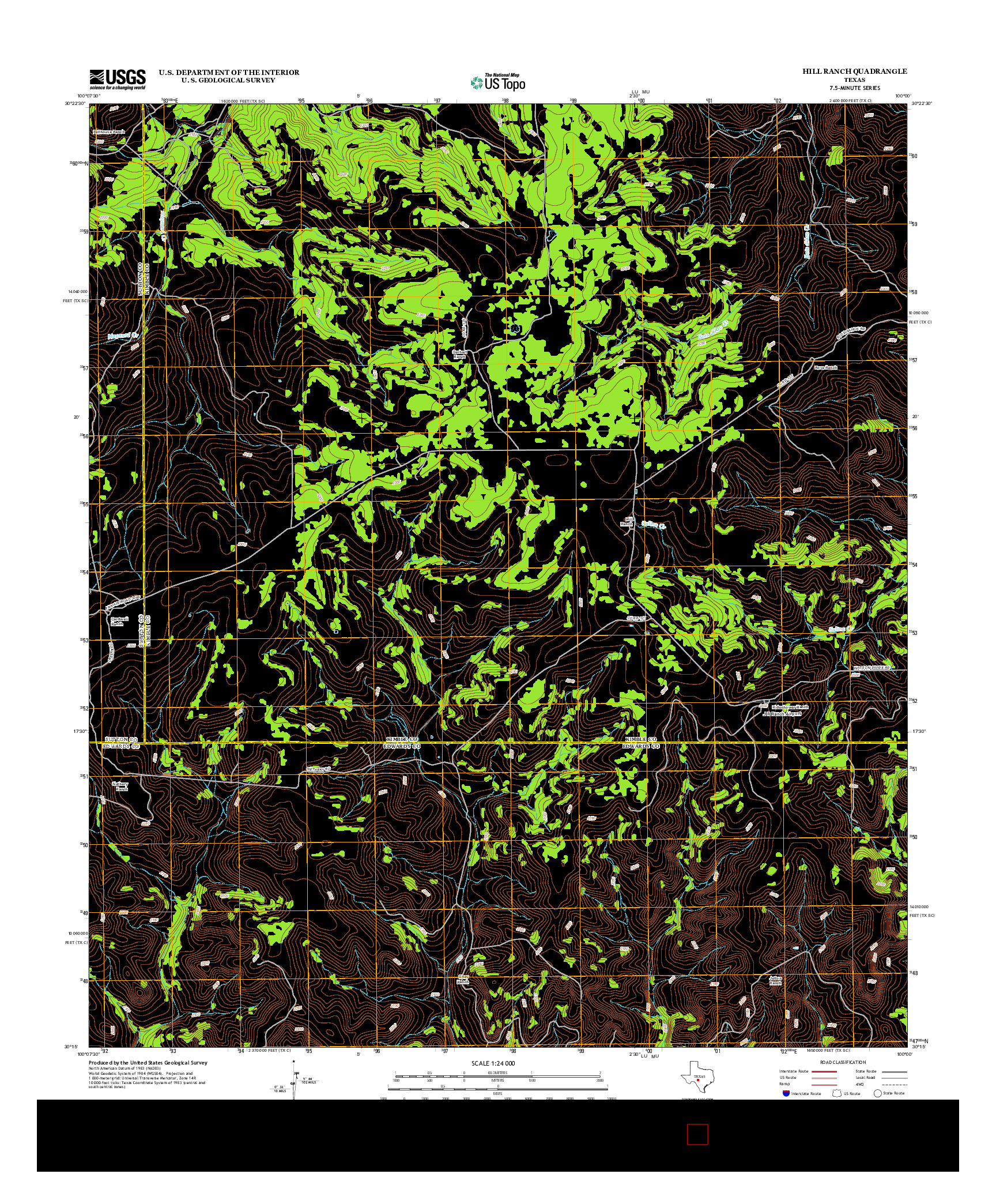 USGS US TOPO 7.5-MINUTE MAP FOR HILL RANCH, TX 2012