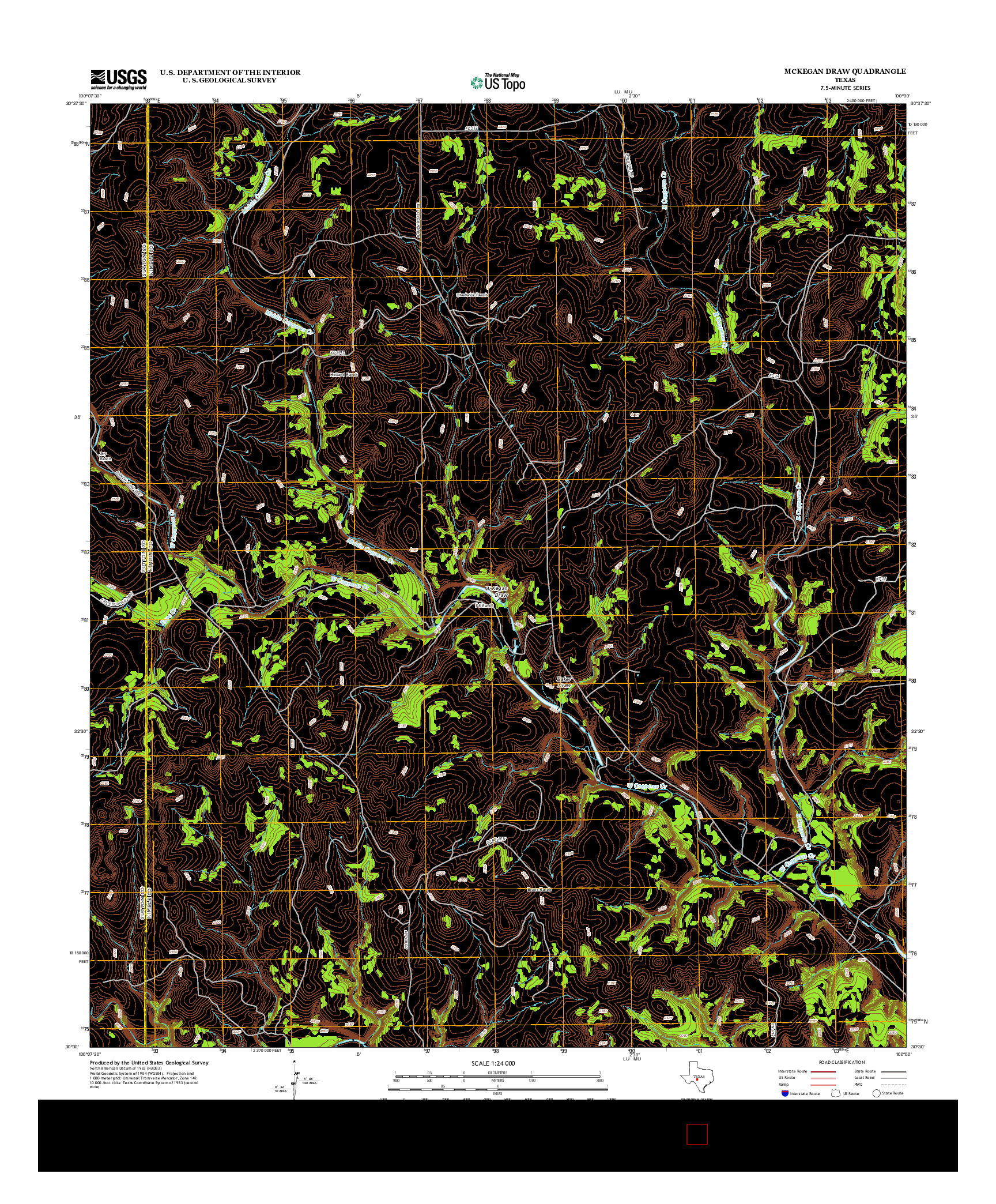 USGS US TOPO 7.5-MINUTE MAP FOR MCKEGAN DRAW, TX 2012