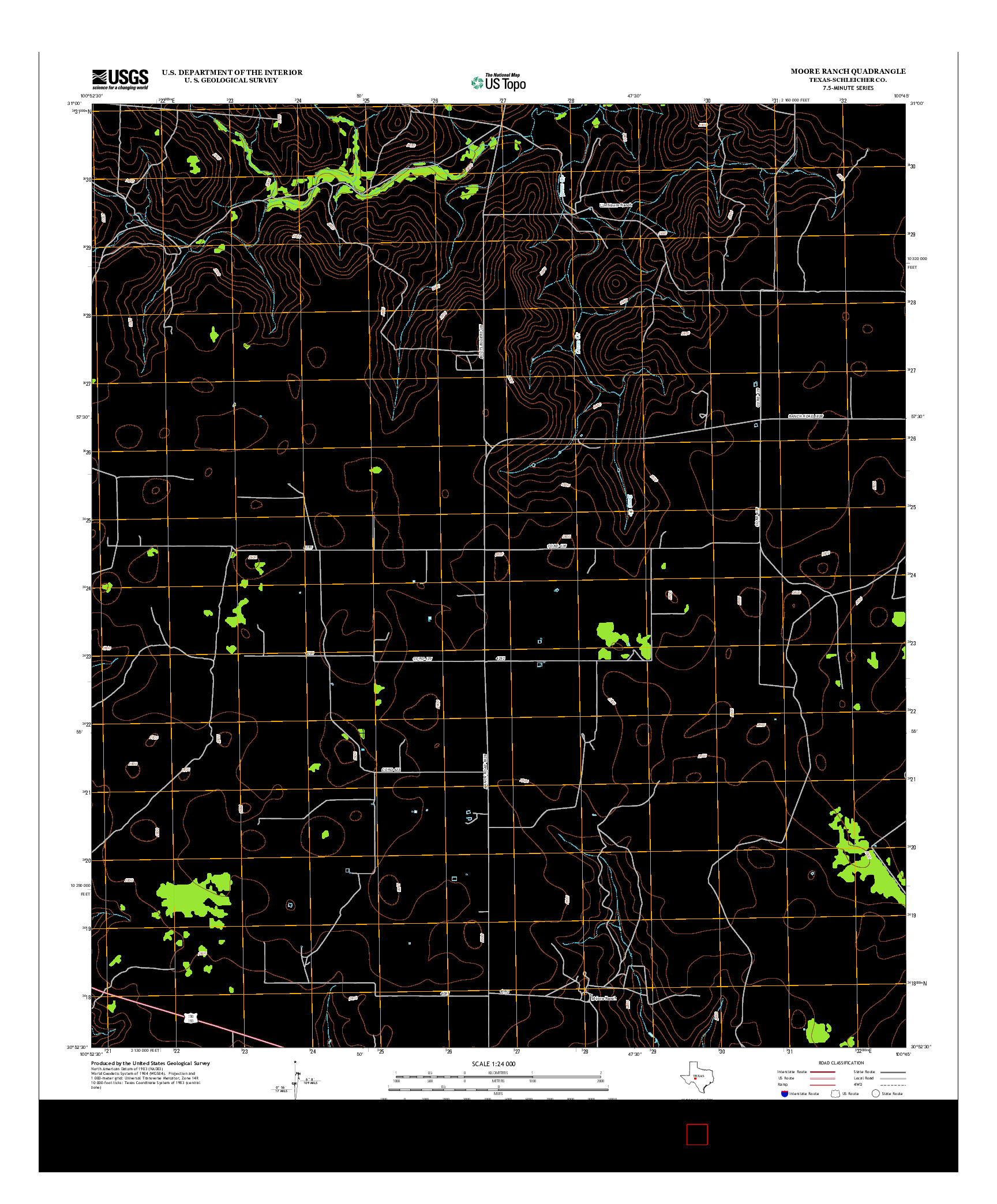 USGS US TOPO 7.5-MINUTE MAP FOR MOORE RANCH, TX 2012