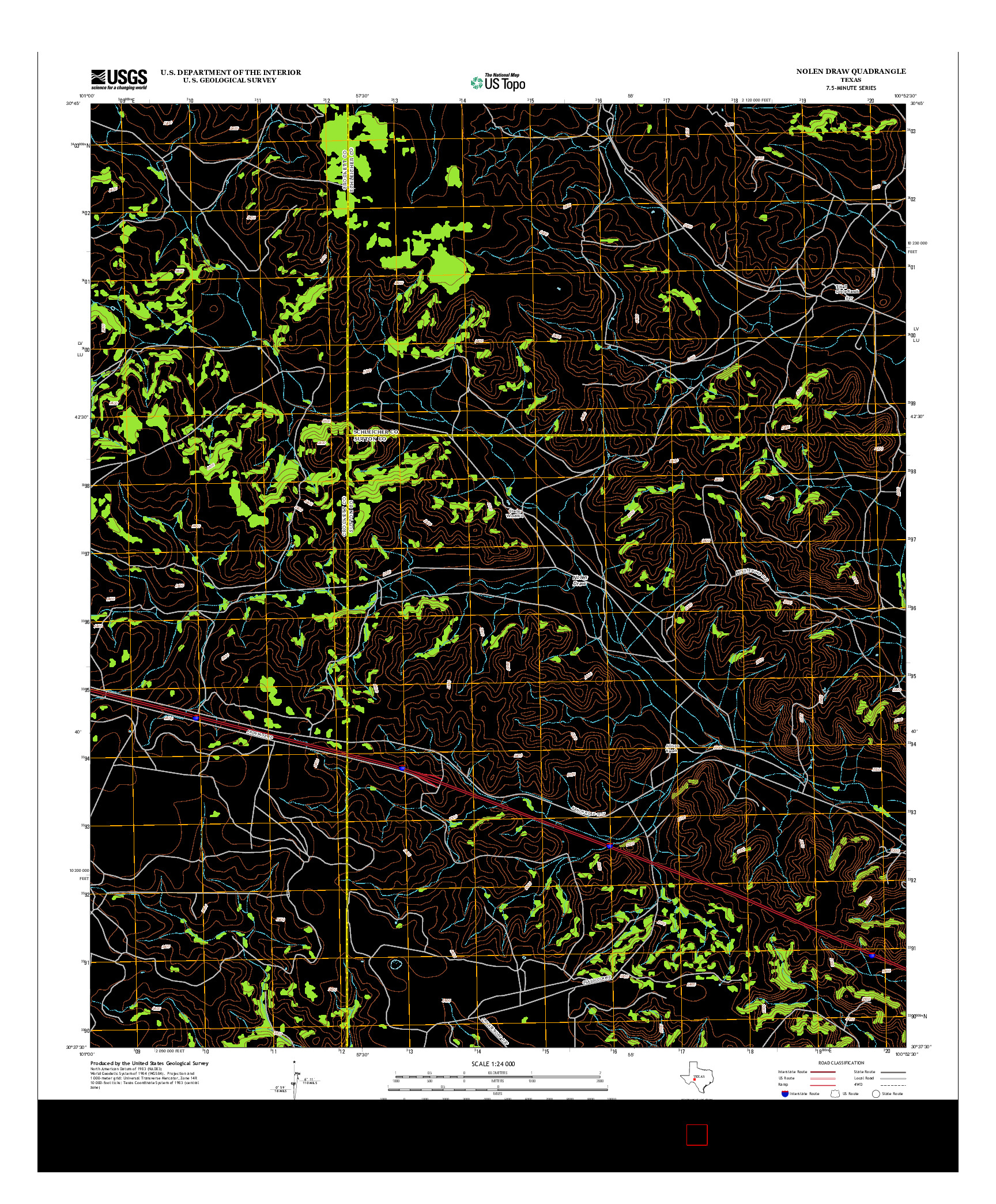 USGS US TOPO 7.5-MINUTE MAP FOR NOLEN DRAW, TX 2012