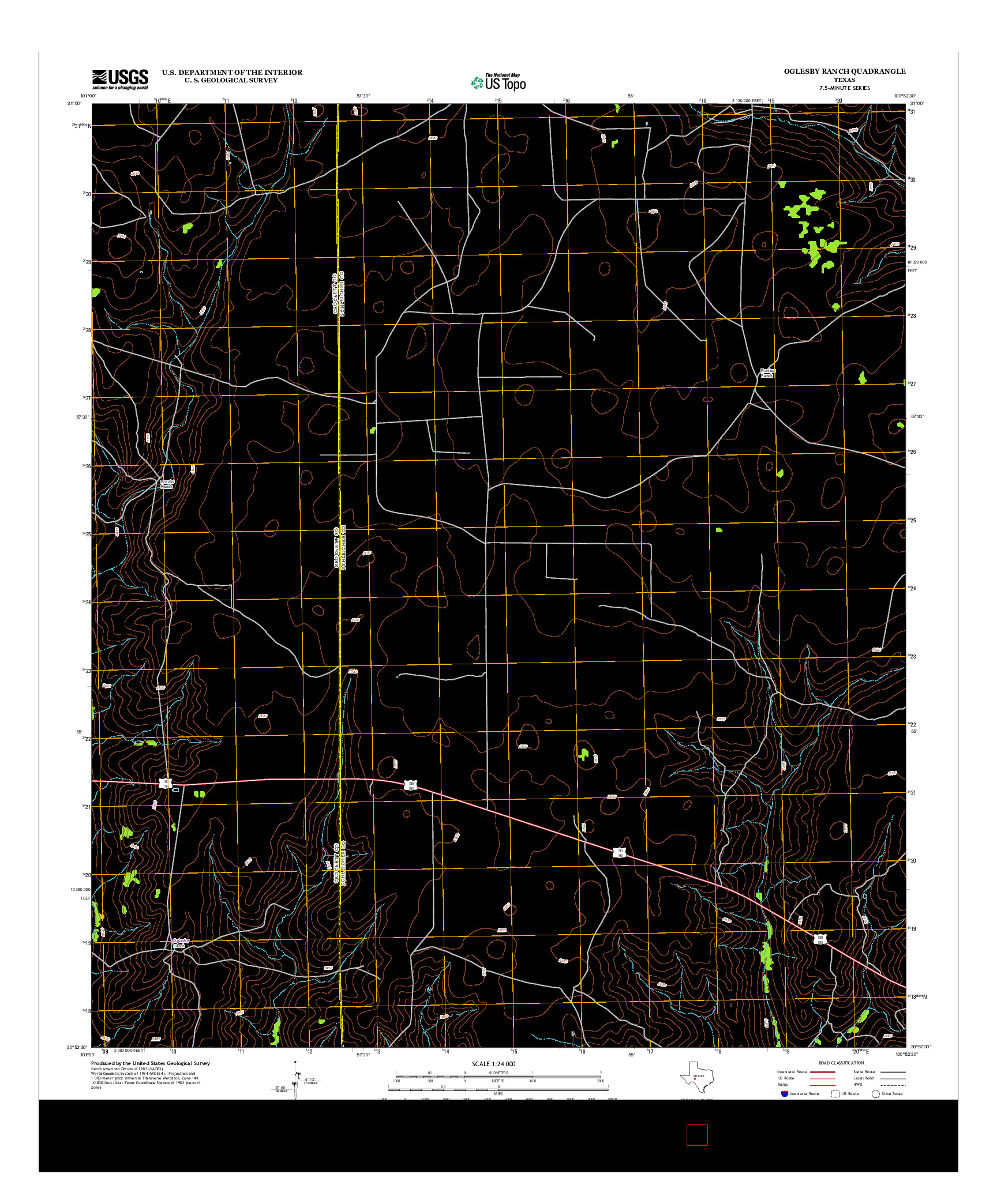 USGS US TOPO 7.5-MINUTE MAP FOR OGLESBY RANCH, TX 2012
