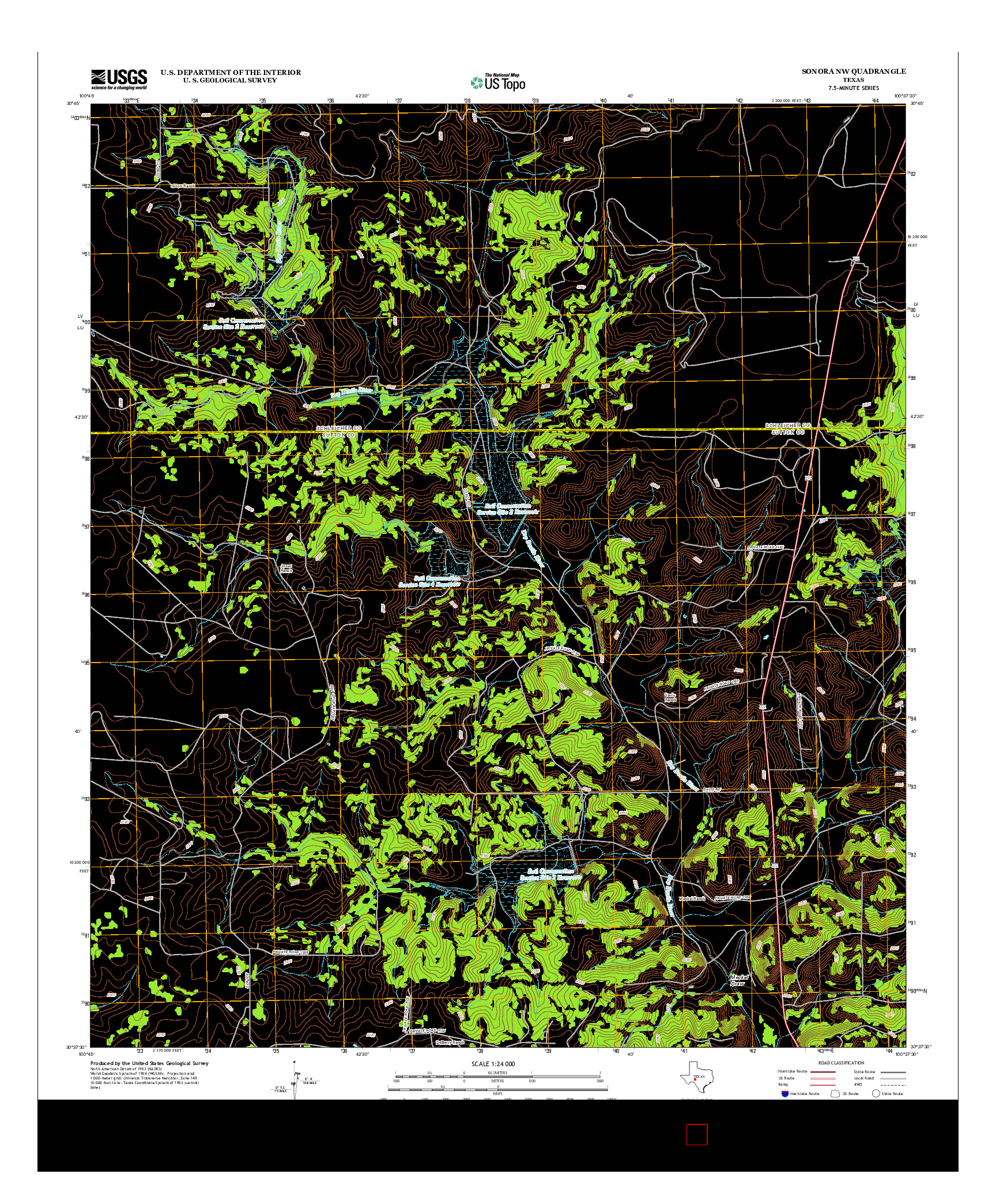 USGS US TOPO 7.5-MINUTE MAP FOR SONORA NW, TX 2012