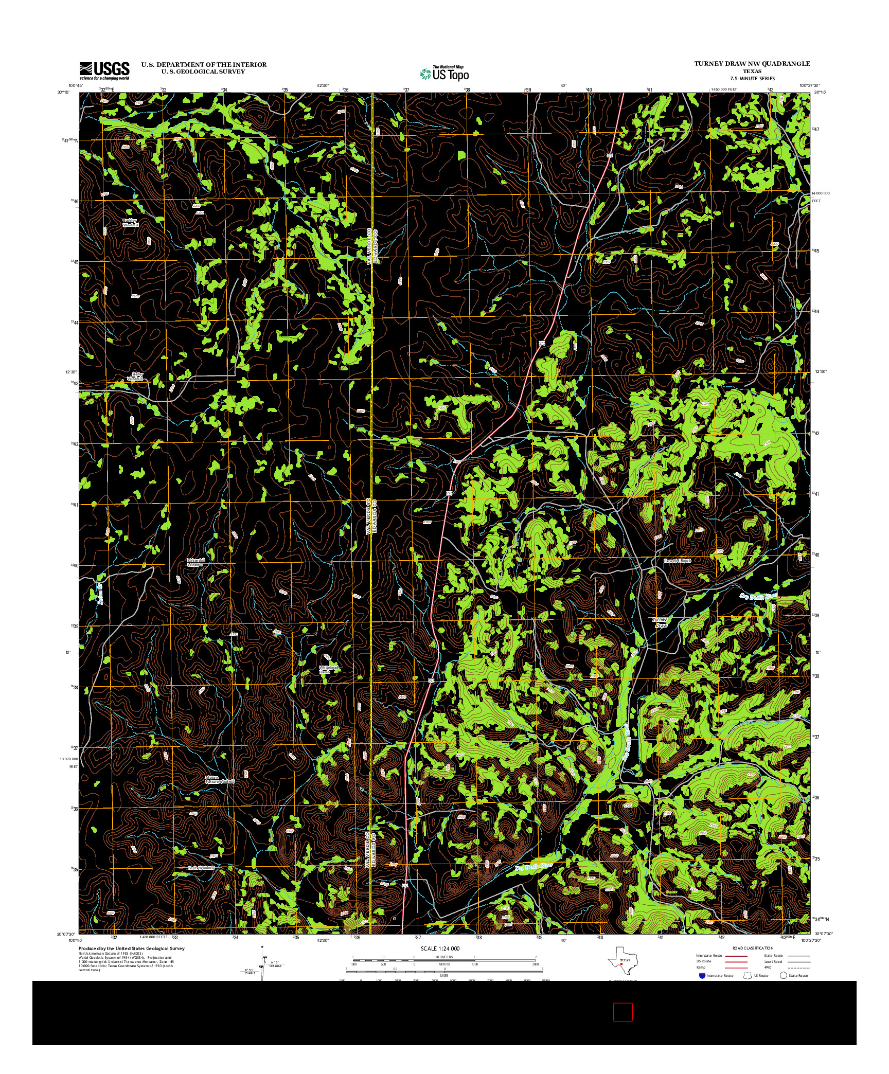 USGS US TOPO 7.5-MINUTE MAP FOR TURNEY DRAW NW, TX 2012