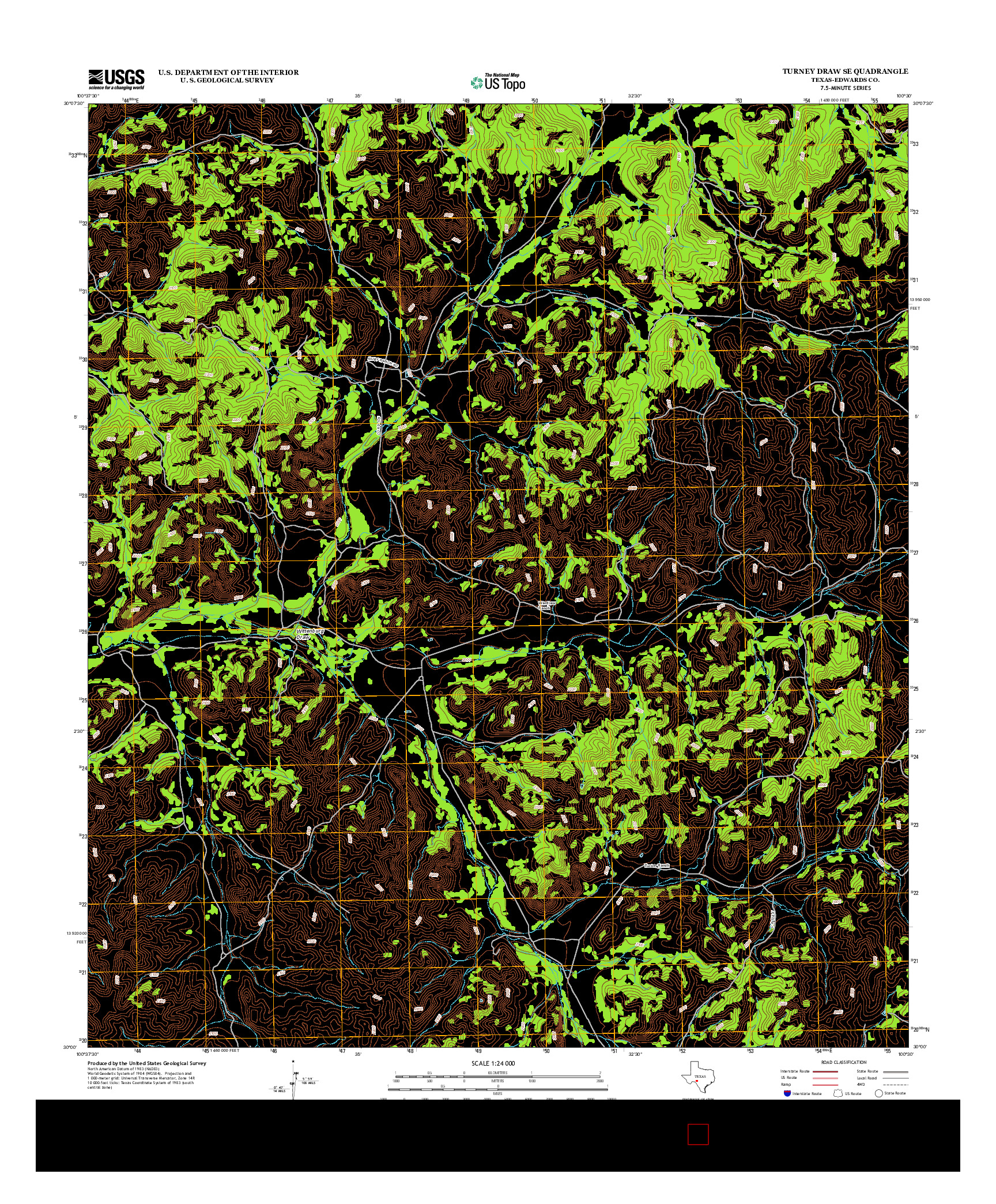 USGS US TOPO 7.5-MINUTE MAP FOR TURNEY DRAW SE, TX 2012