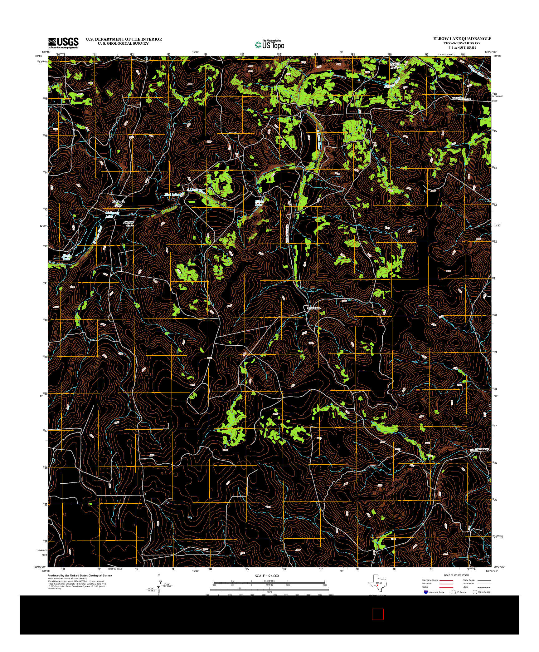 USGS US TOPO 7.5-MINUTE MAP FOR ELBOW LAKE, TX 2012