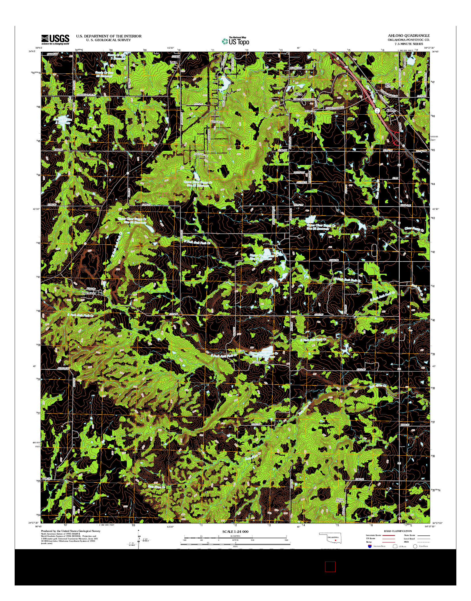 USGS US TOPO 7.5-MINUTE MAP FOR AHLOSO, OK 2012