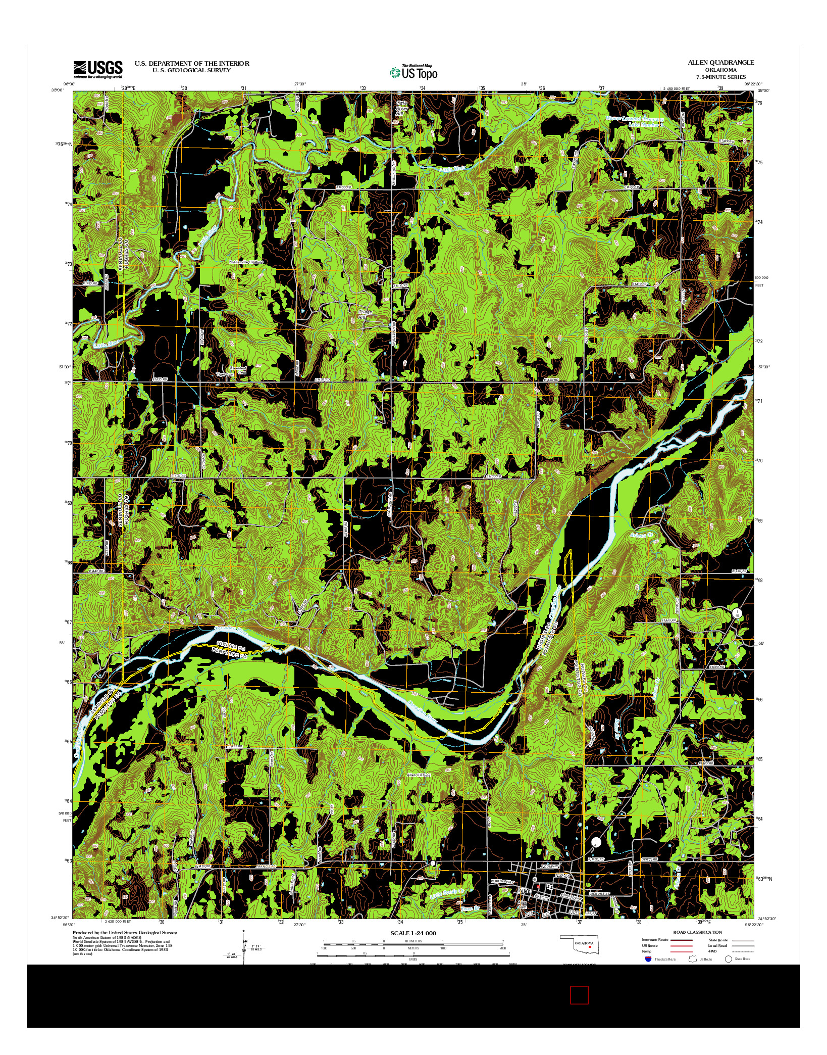 USGS US TOPO 7.5-MINUTE MAP FOR ALLEN, OK 2012
