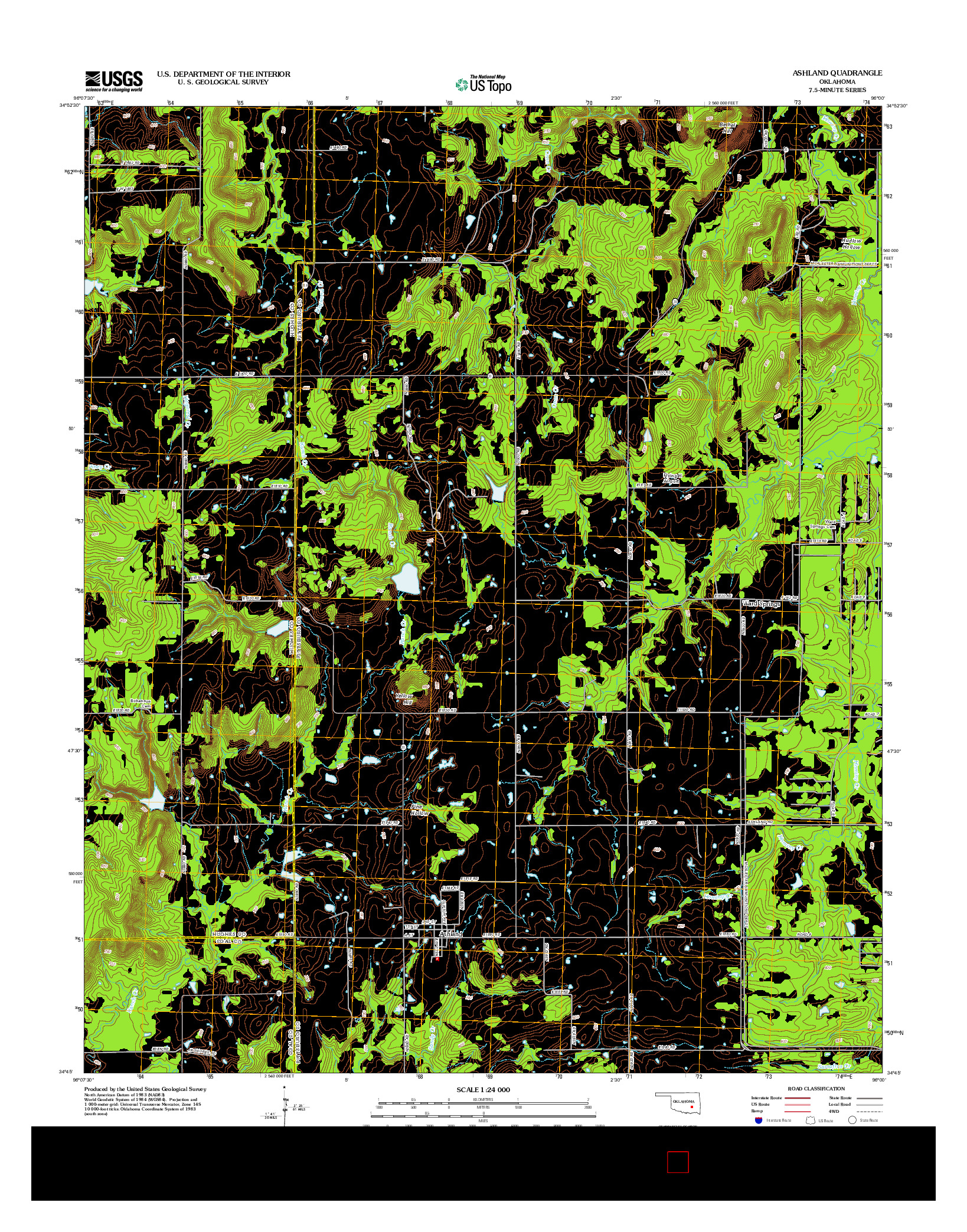 USGS US TOPO 7.5-MINUTE MAP FOR ASHLAND, OK 2012