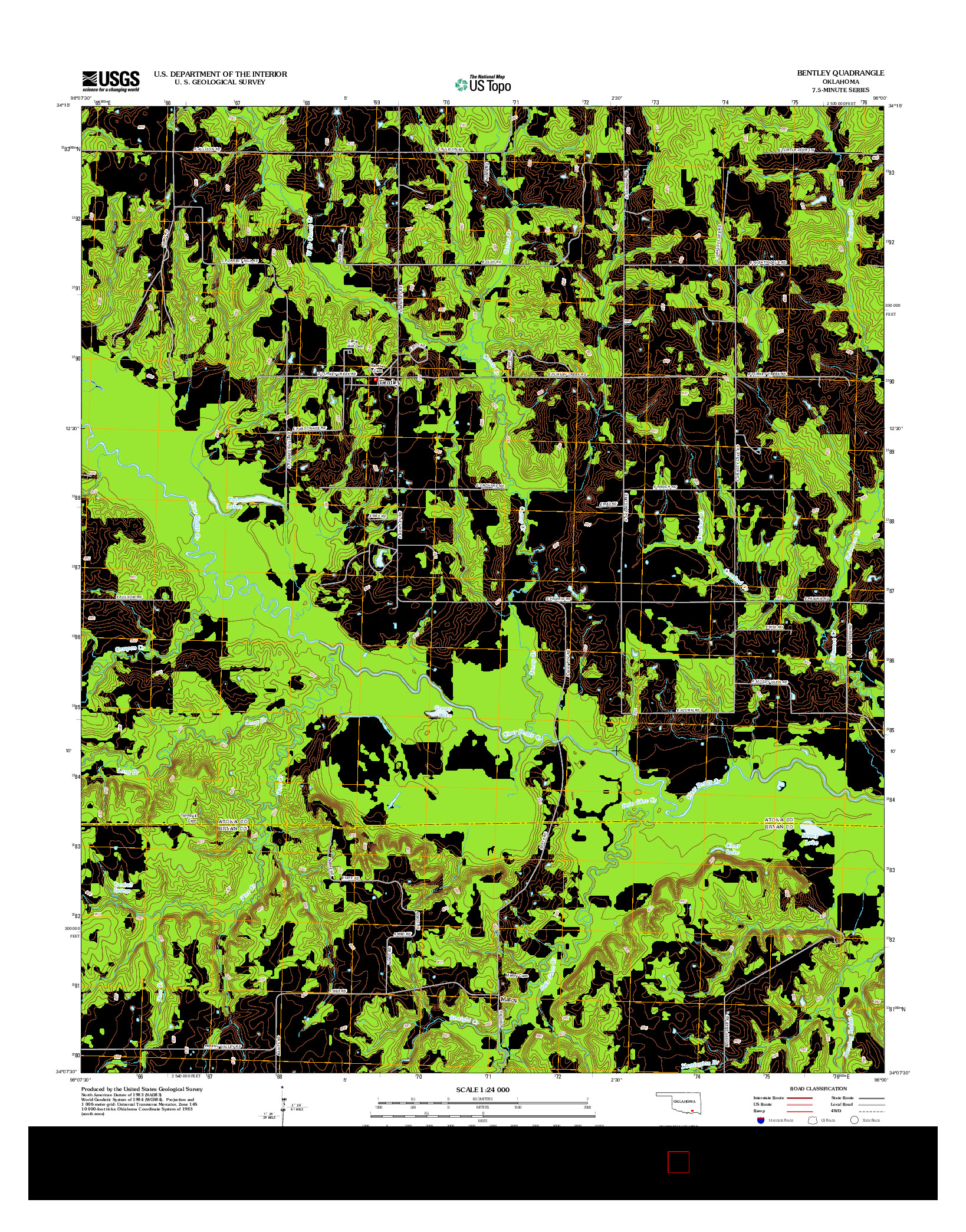 USGS US TOPO 7.5-MINUTE MAP FOR BENTLEY, OK 2012