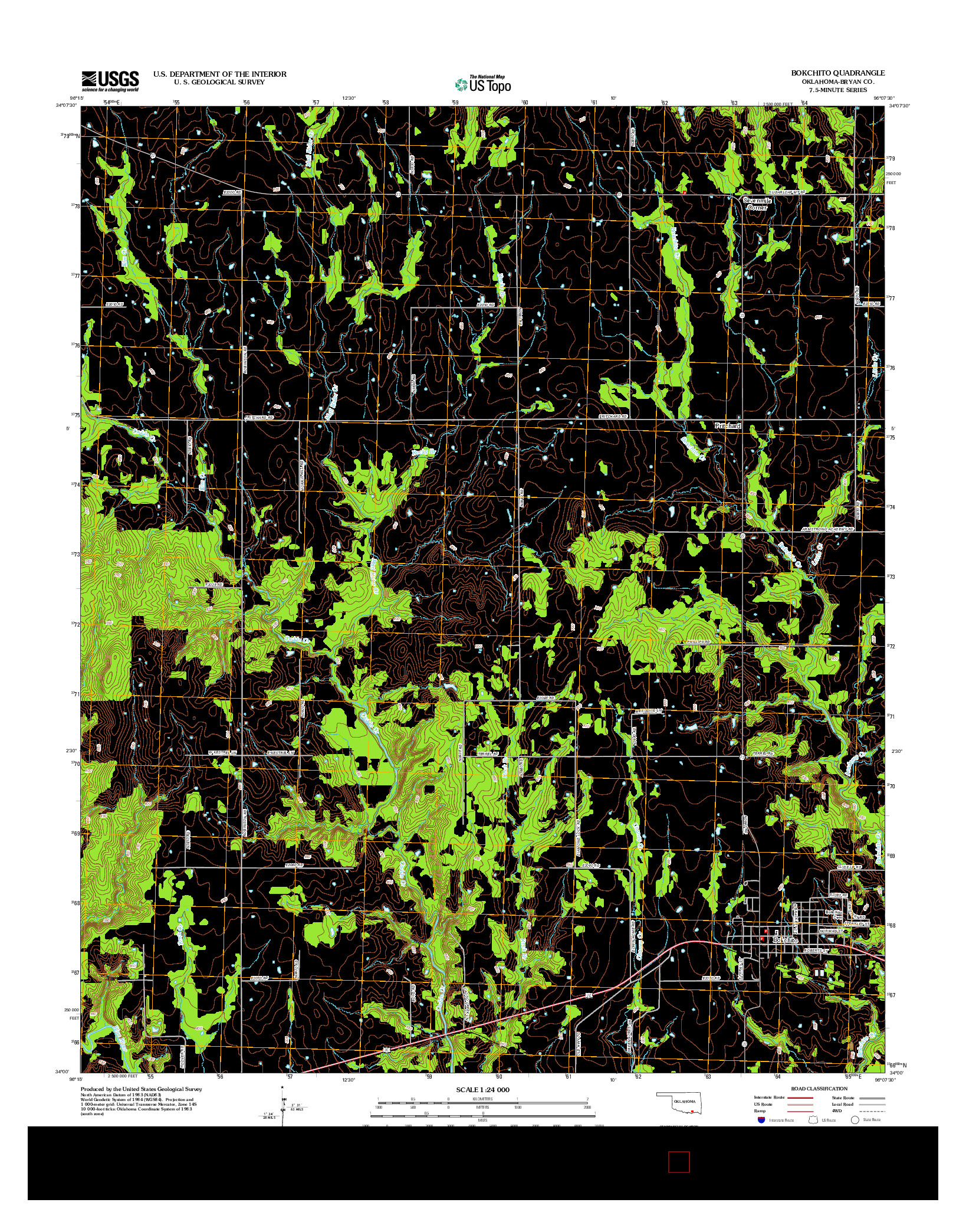 USGS US TOPO 7.5-MINUTE MAP FOR BOKCHITO, OK 2012