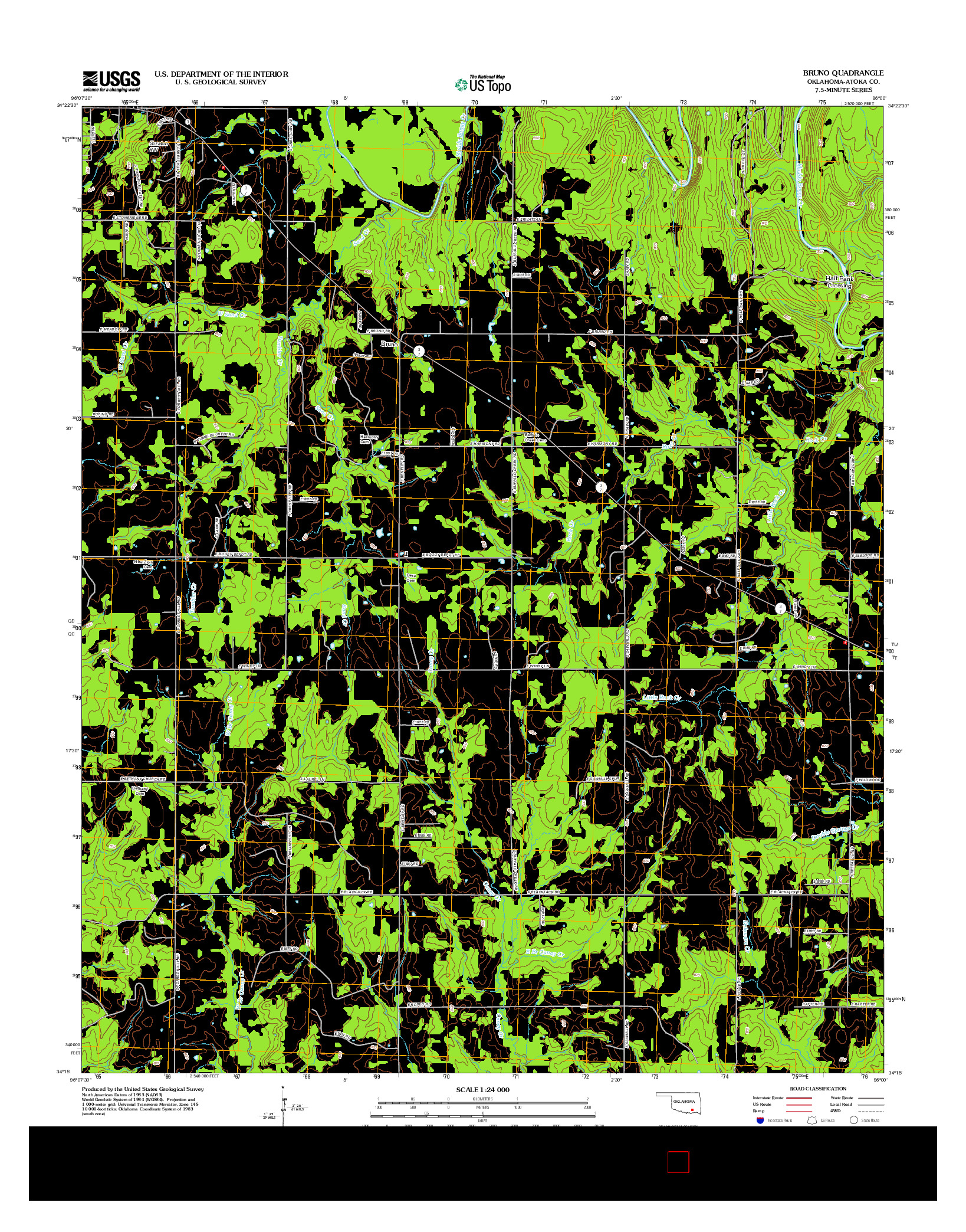 USGS US TOPO 7.5-MINUTE MAP FOR BRUNO, OK 2012