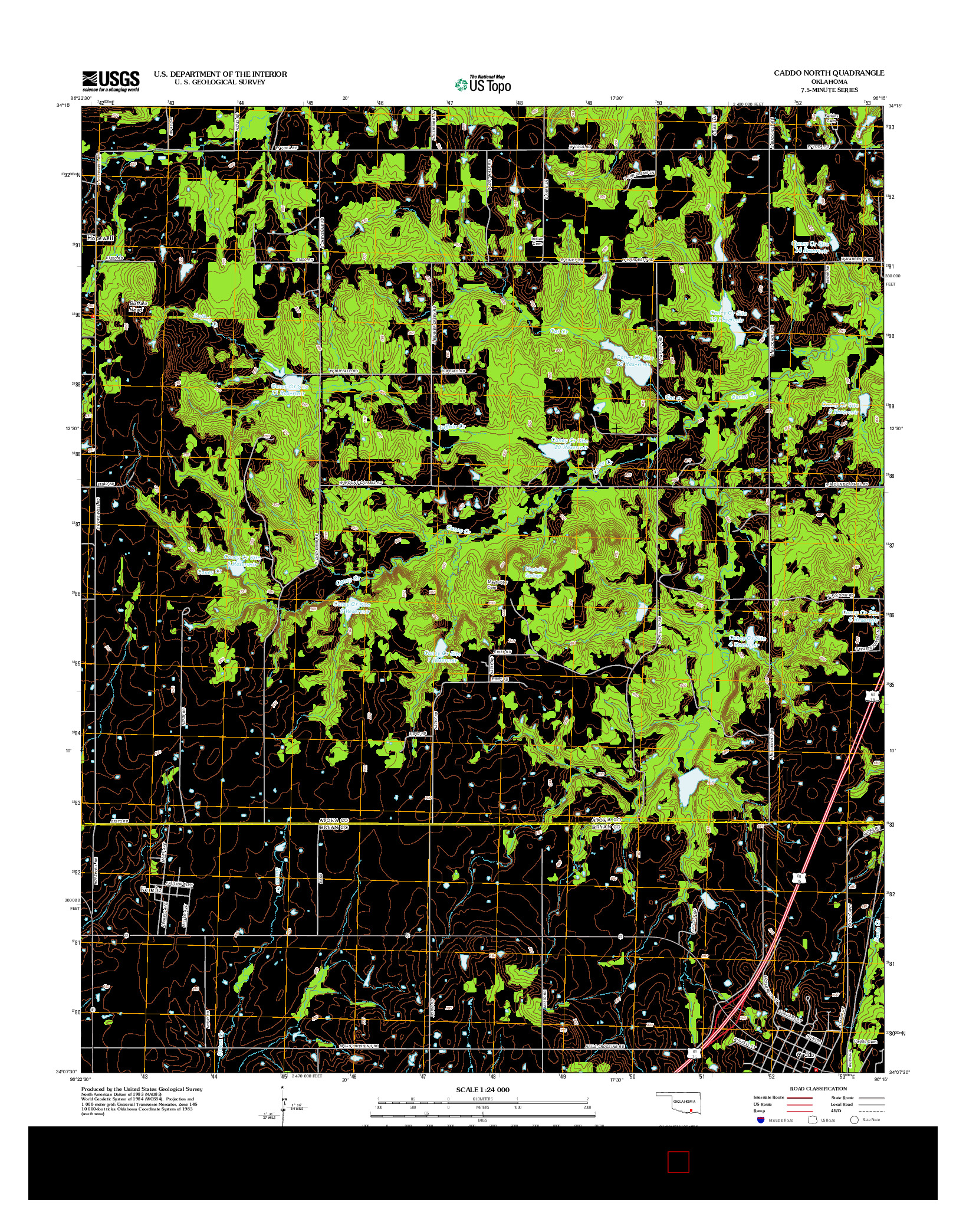 USGS US TOPO 7.5-MINUTE MAP FOR CADDO NORTH, OK 2012