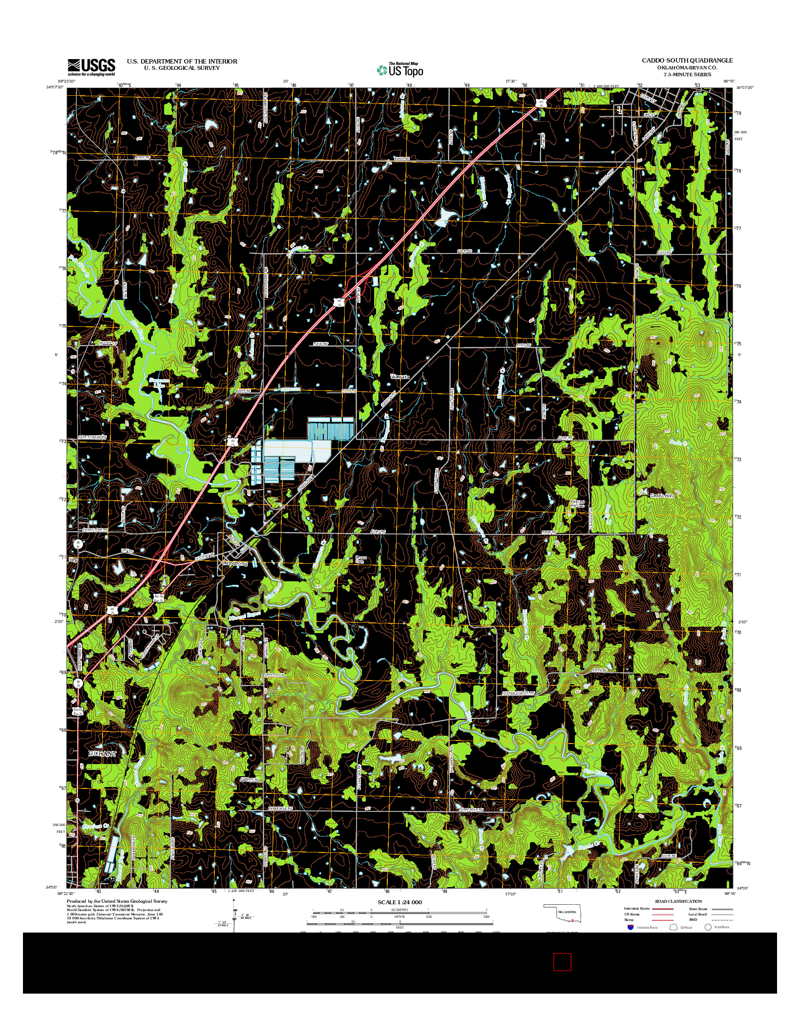 USGS US TOPO 7.5-MINUTE MAP FOR CADDO SOUTH, OK 2012