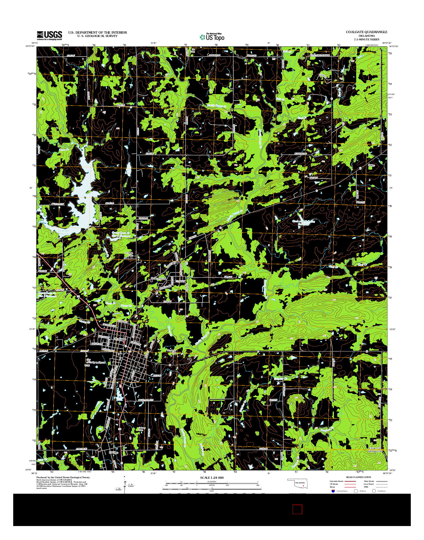 USGS US TOPO 7.5-MINUTE MAP FOR COALGATE, OK 2012