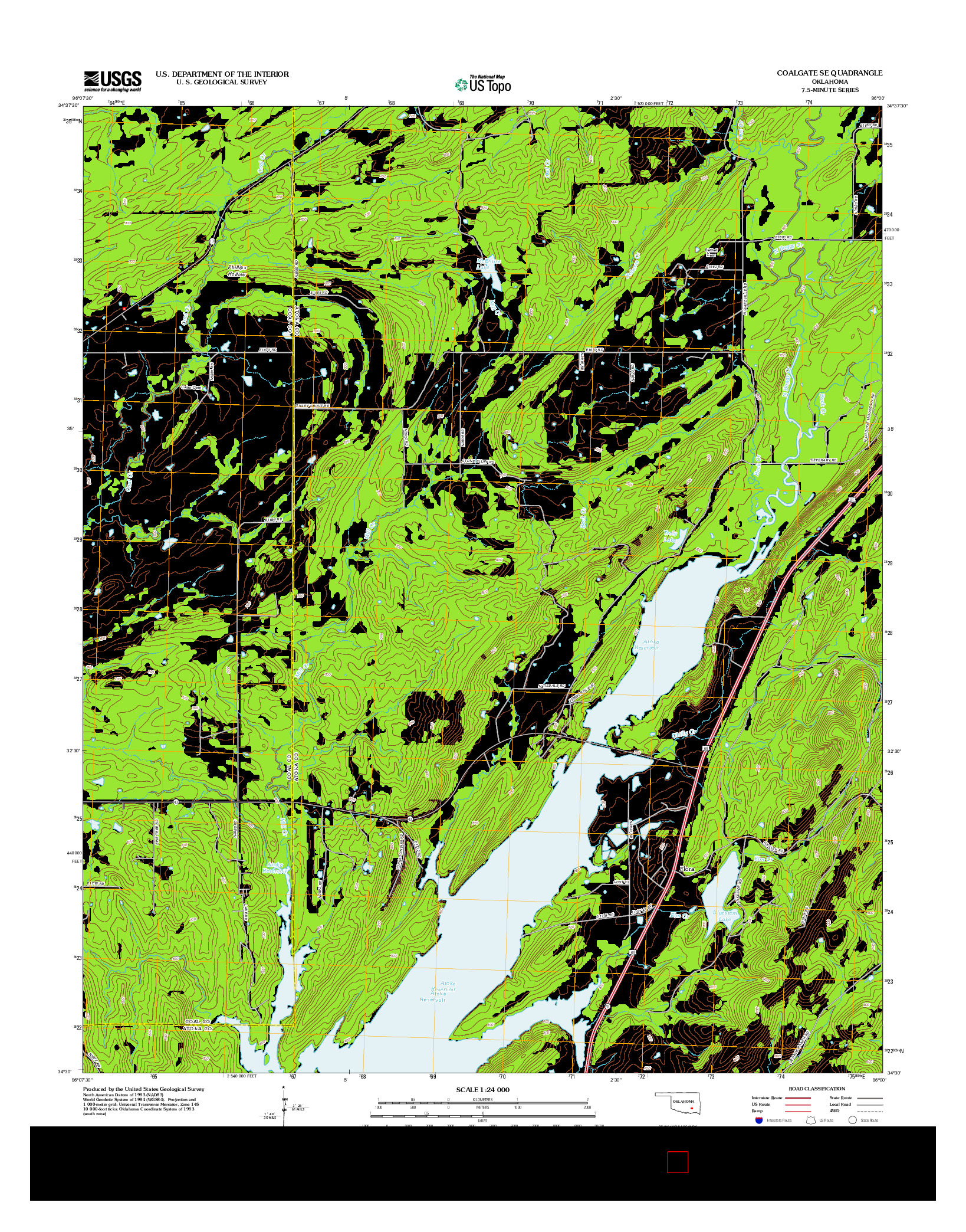 USGS US TOPO 7.5-MINUTE MAP FOR COALGATE SE, OK 2012