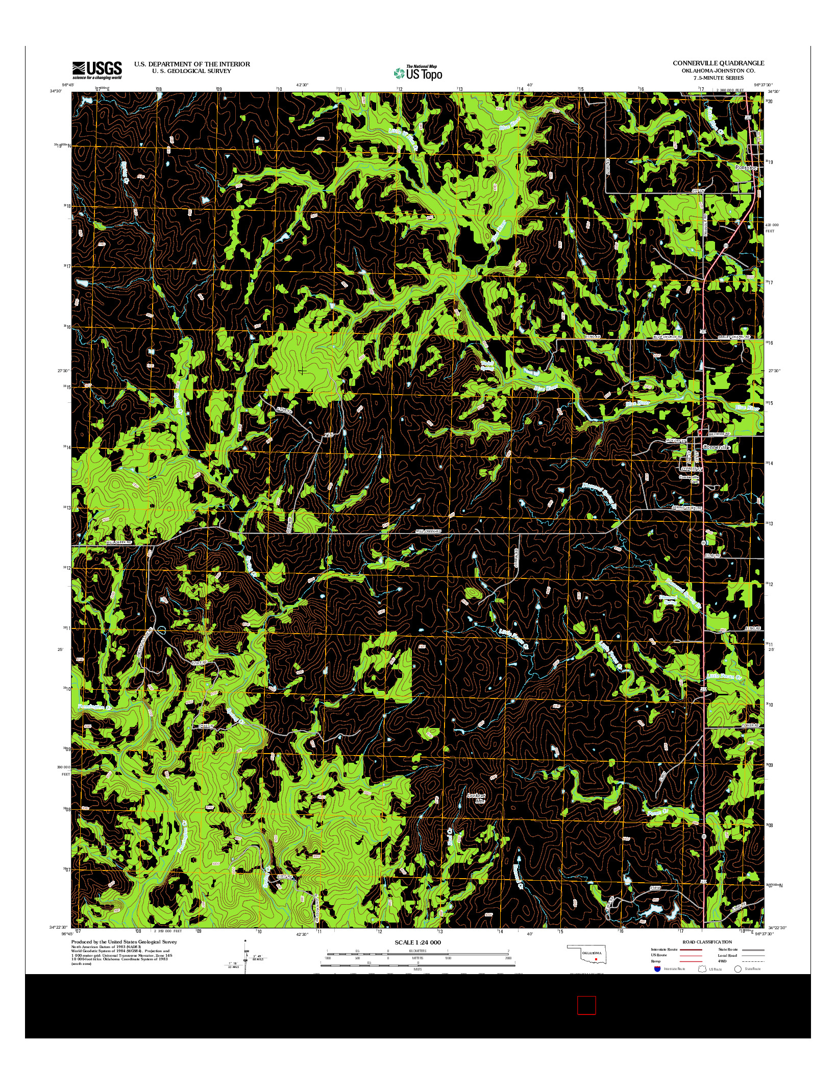 USGS US TOPO 7.5-MINUTE MAP FOR CONNERVILLE, OK 2012