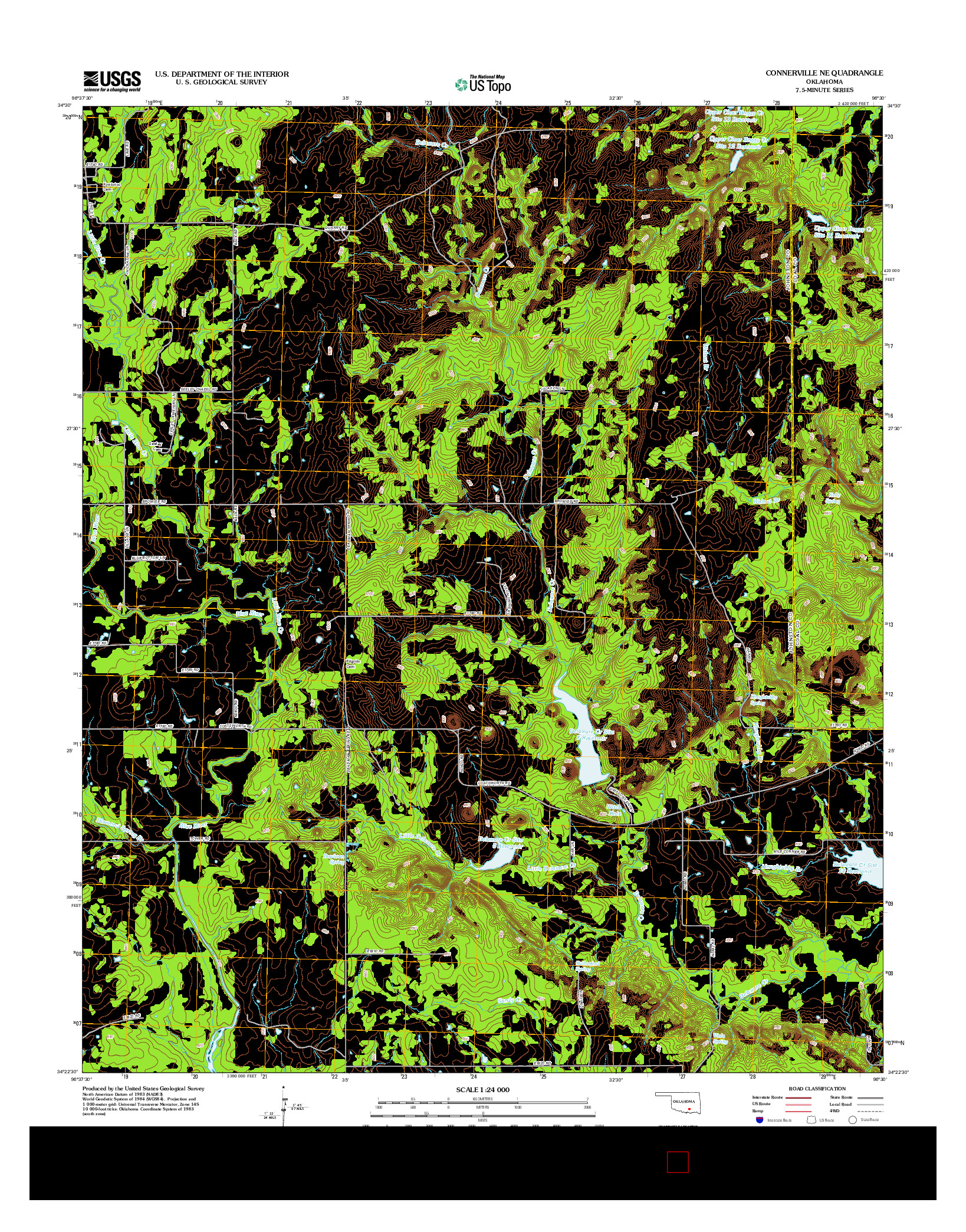 USGS US TOPO 7.5-MINUTE MAP FOR CONNERVILLE NE, OK 2012