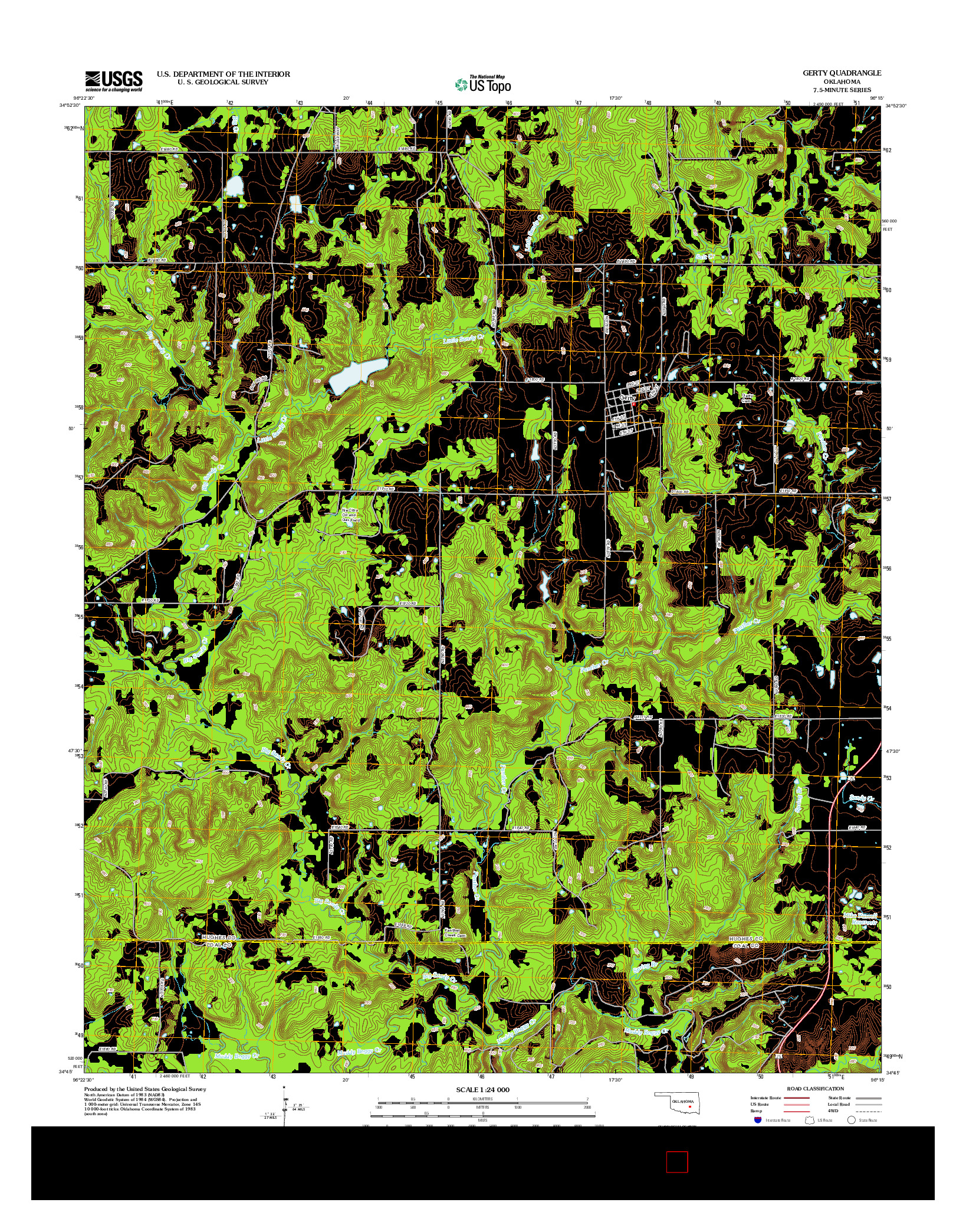 USGS US TOPO 7.5-MINUTE MAP FOR GERTY, OK 2012