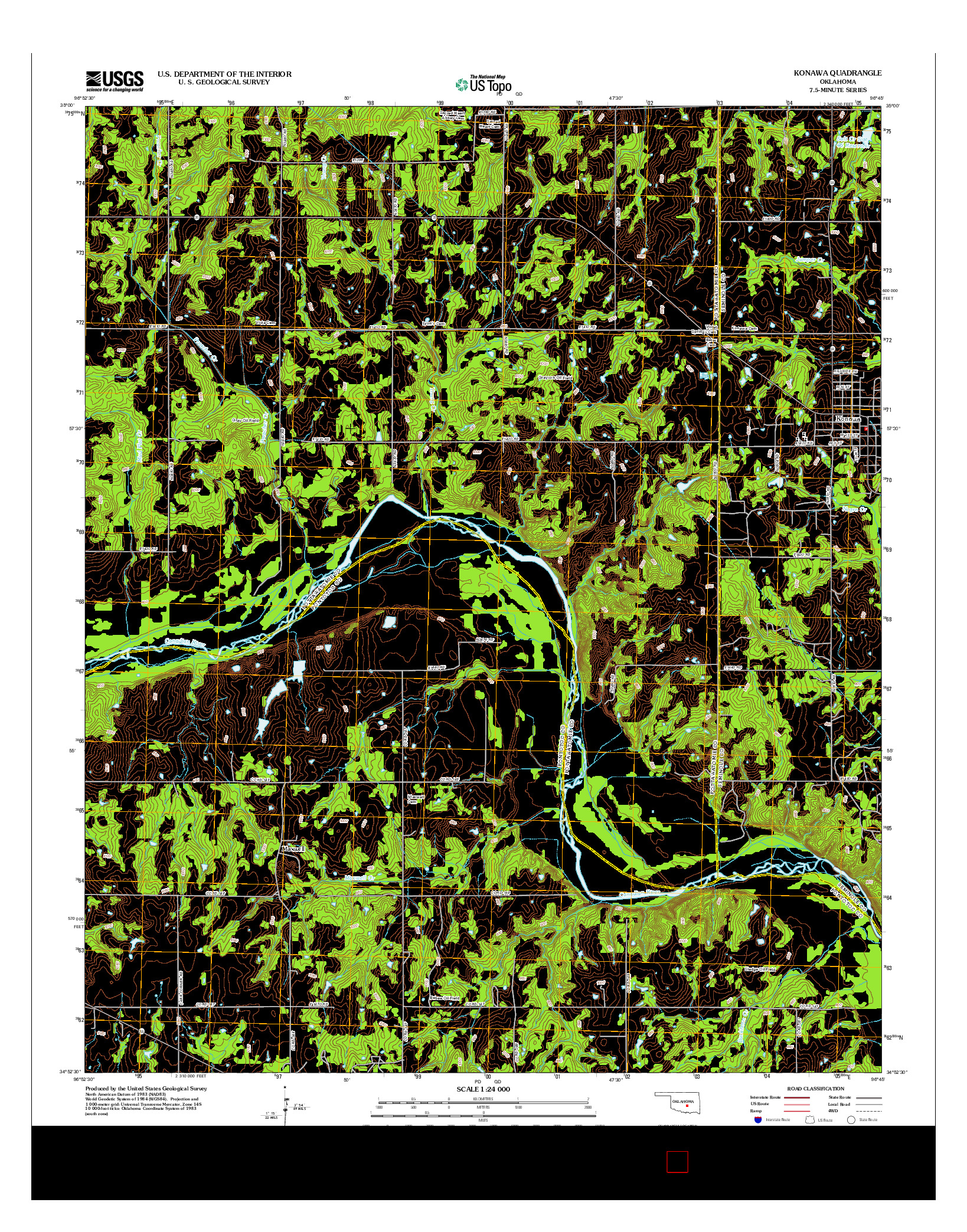 USGS US TOPO 7.5-MINUTE MAP FOR KONAWA, OK 2012