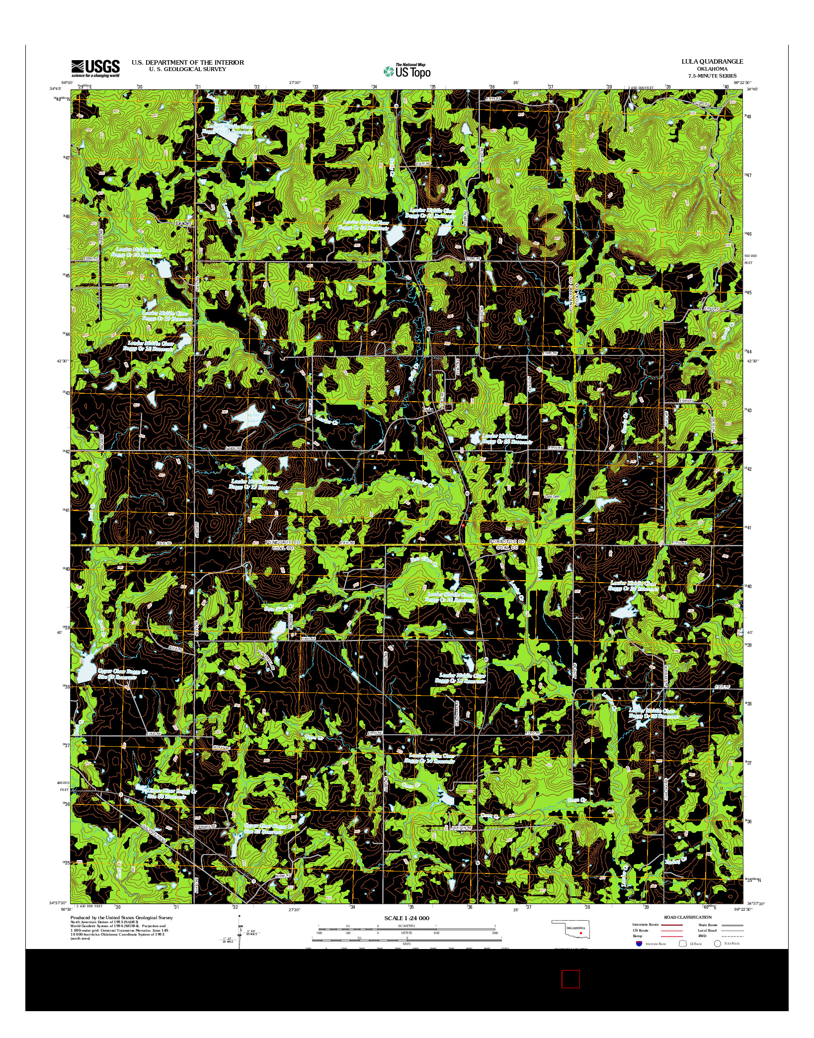 USGS US TOPO 7.5-MINUTE MAP FOR LULA, OK 2012