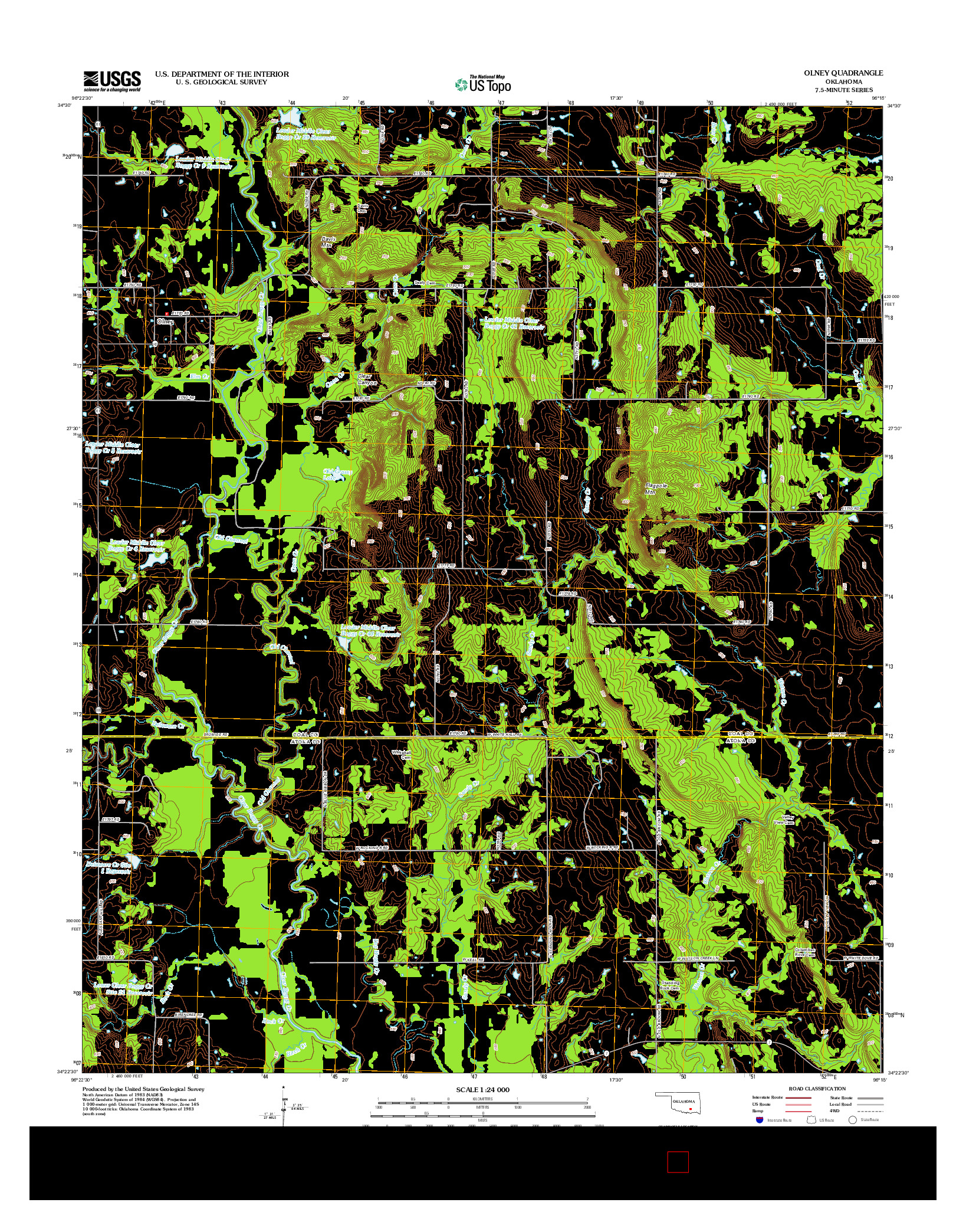 USGS US TOPO 7.5-MINUTE MAP FOR OLNEY, OK 2012