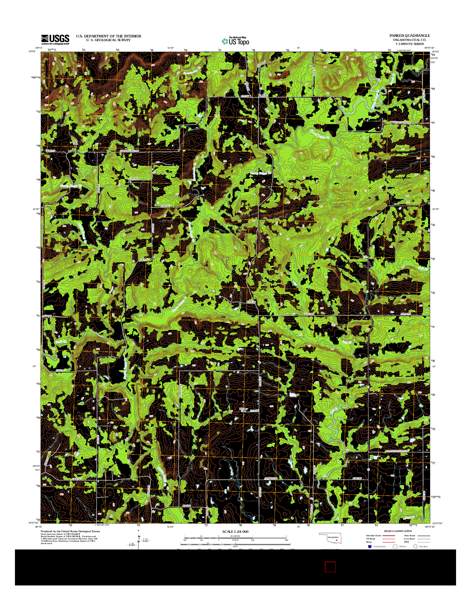 USGS US TOPO 7.5-MINUTE MAP FOR PARKER, OK 2012