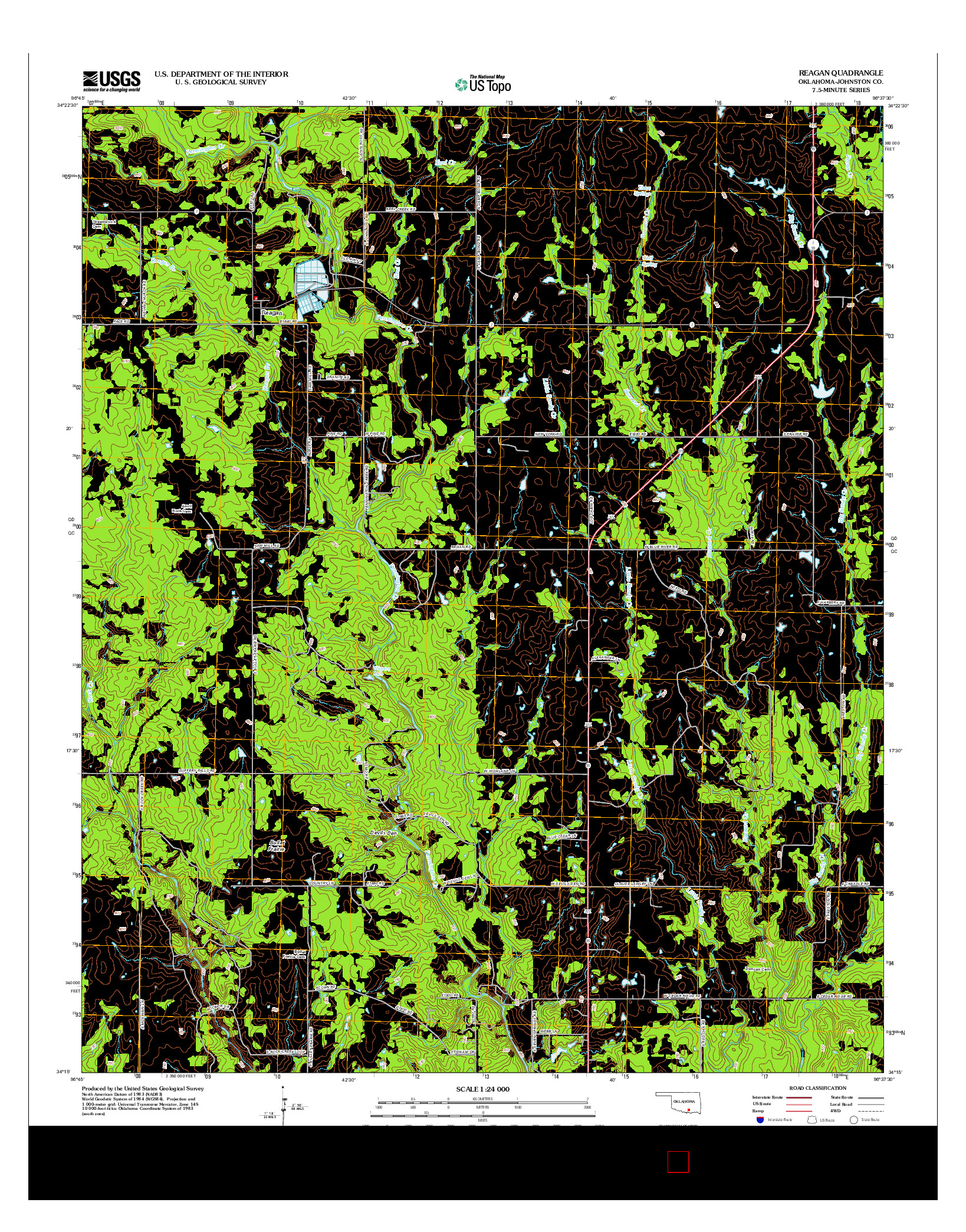 USGS US TOPO 7.5-MINUTE MAP FOR REAGAN, OK 2012