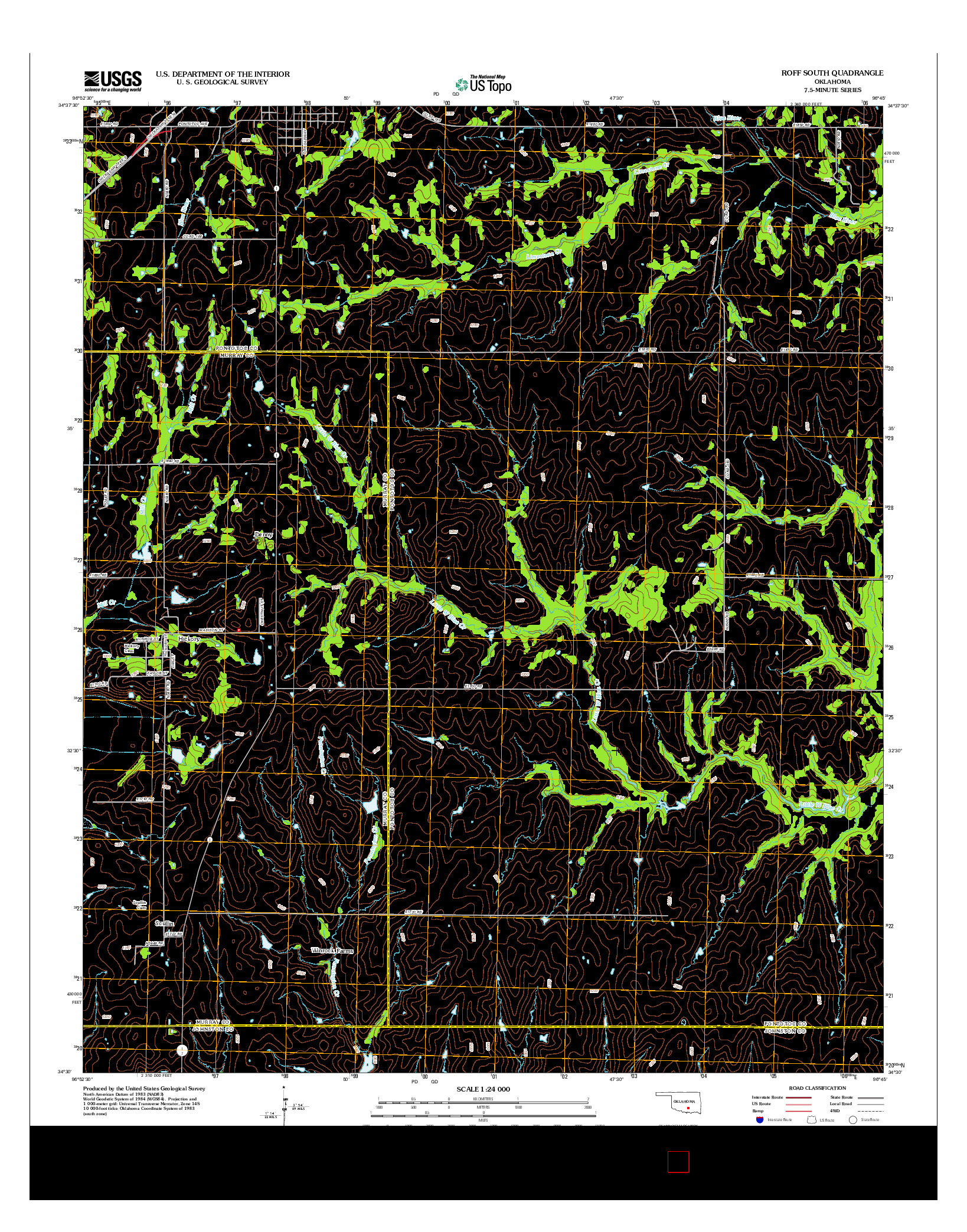 USGS US TOPO 7.5-MINUTE MAP FOR ROFF SOUTH, OK 2012