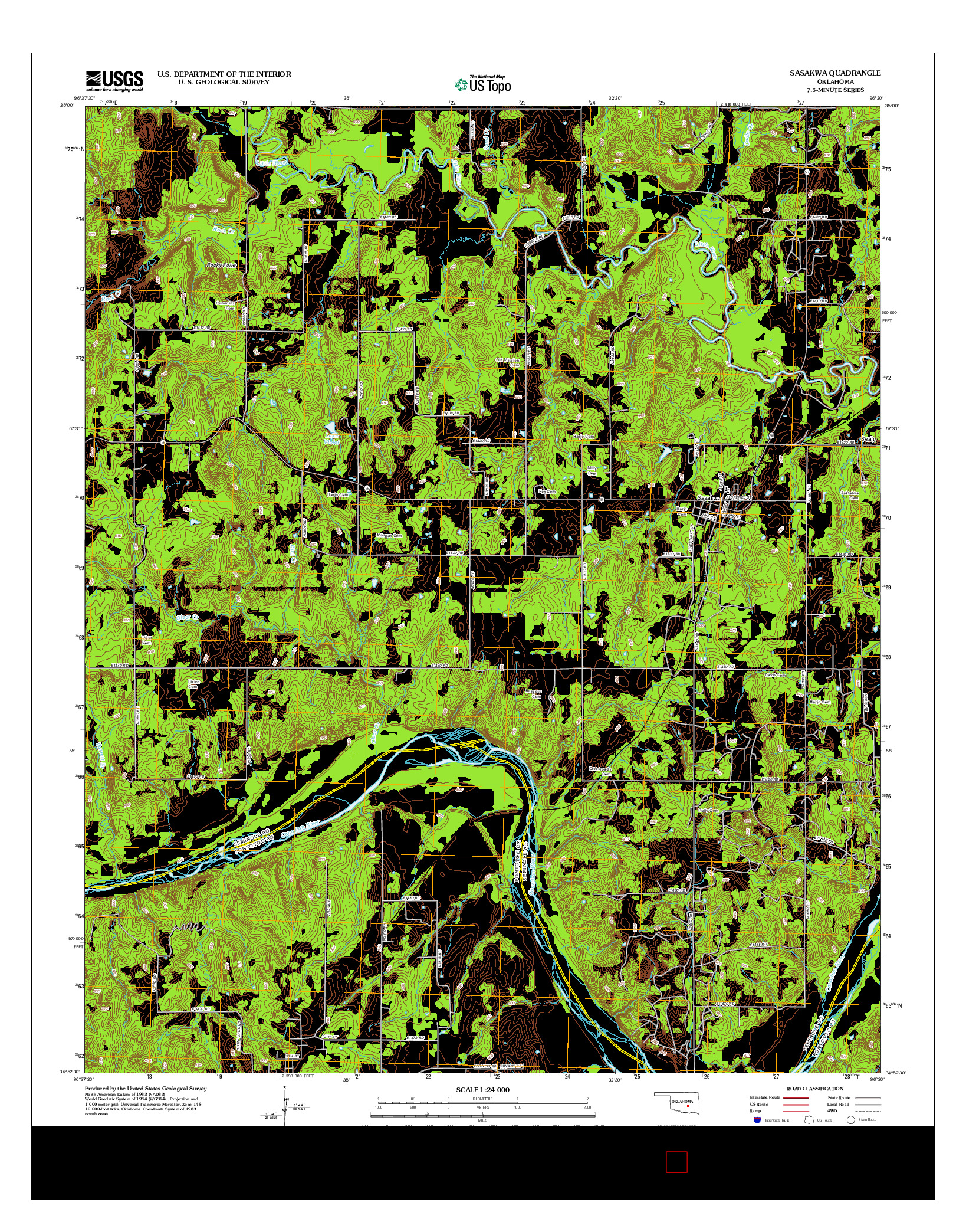 USGS US TOPO 7.5-MINUTE MAP FOR SASAKWA, OK 2012