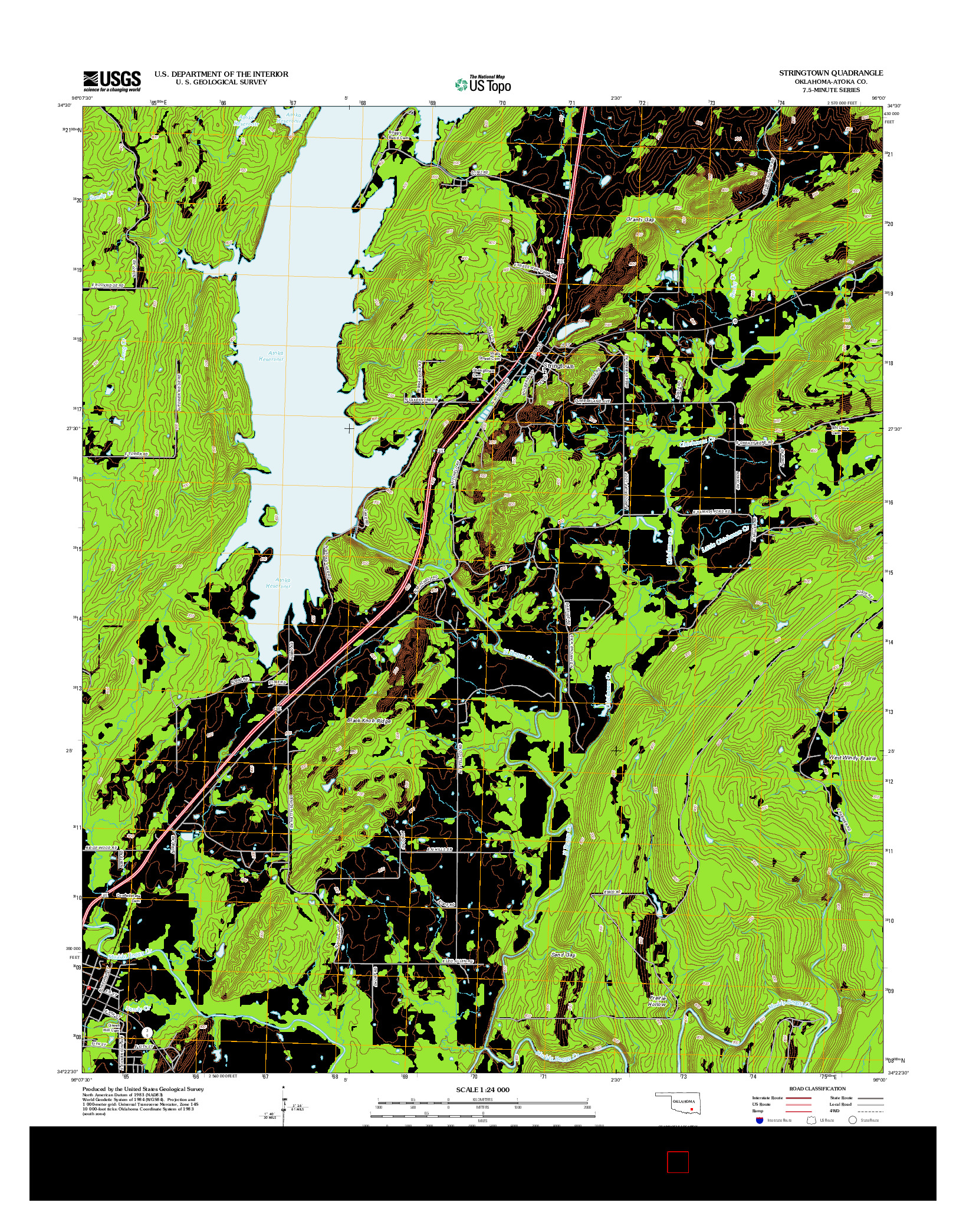 USGS US TOPO 7.5-MINUTE MAP FOR STRINGTOWN, OK 2012