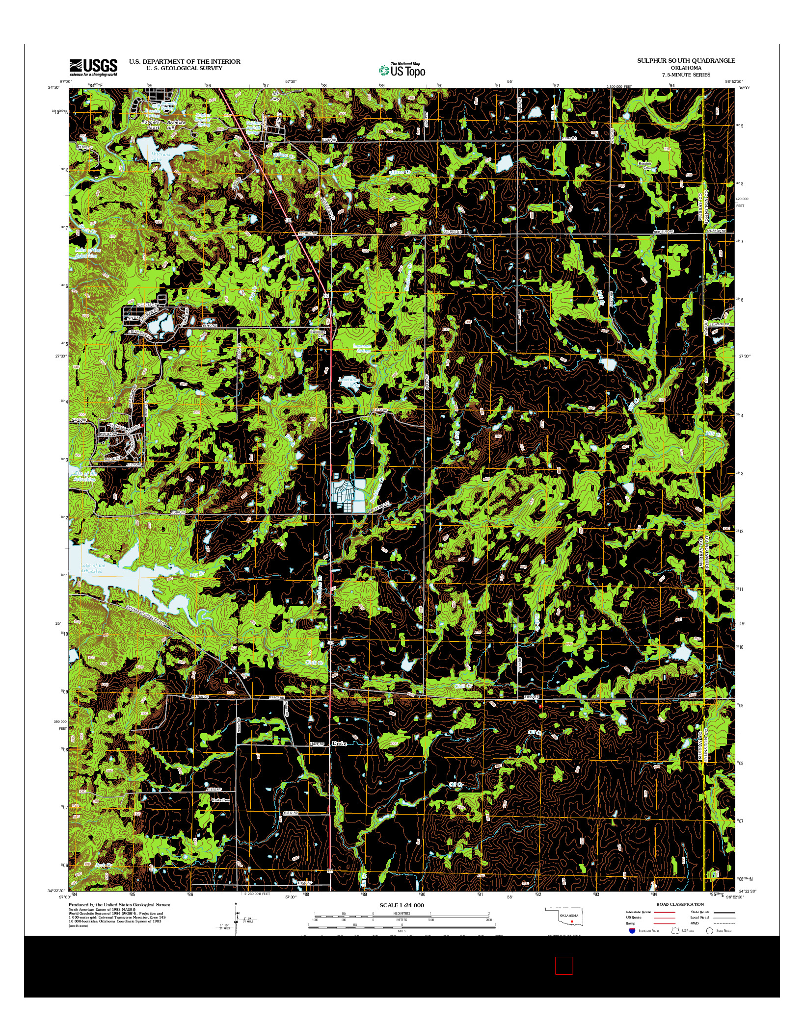 USGS US TOPO 7.5-MINUTE MAP FOR SULPHUR SOUTH, OK 2012