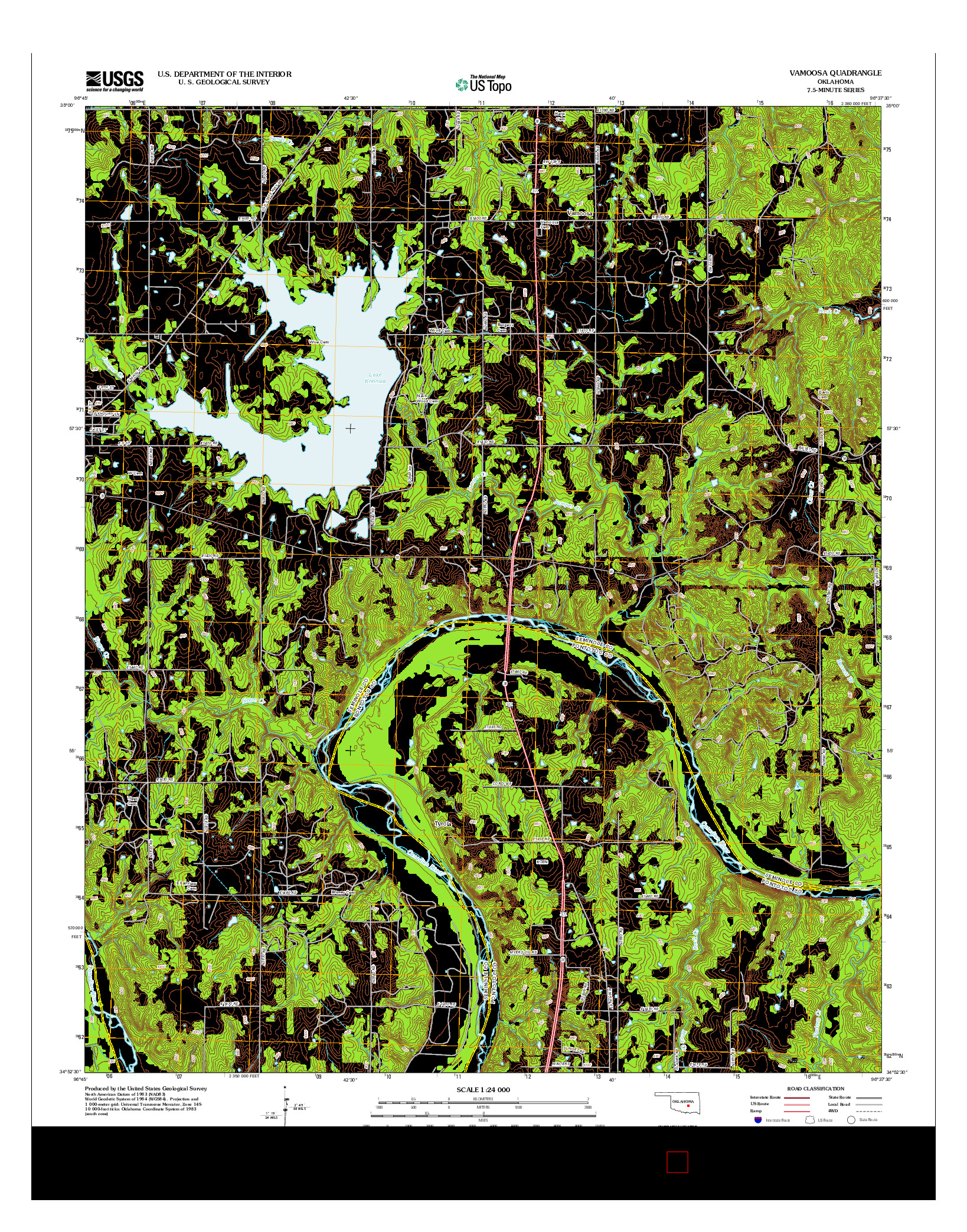 USGS US TOPO 7.5-MINUTE MAP FOR VAMOOSA, OK 2012