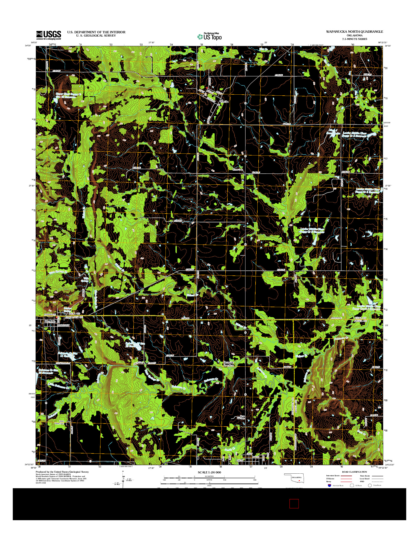 USGS US TOPO 7.5-MINUTE MAP FOR WAPANUCKA NORTH, OK 2012