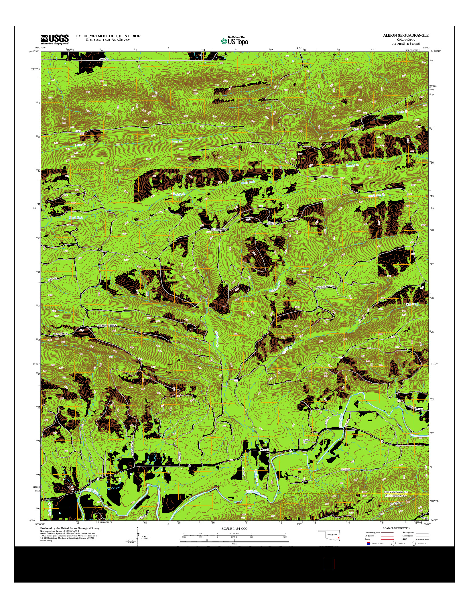 USGS US TOPO 7.5-MINUTE MAP FOR ALBION SE, OK 2012