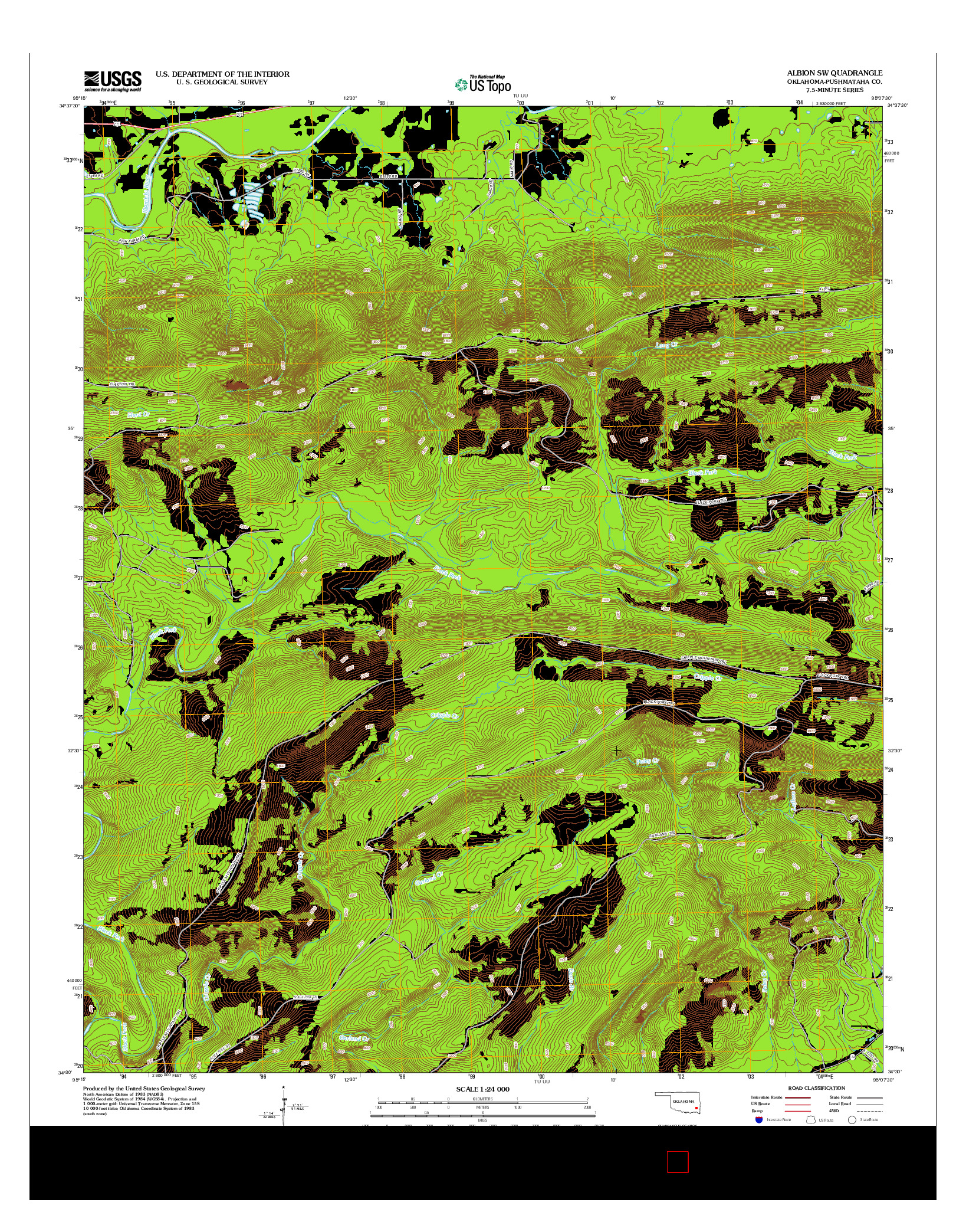 USGS US TOPO 7.5-MINUTE MAP FOR ALBION SW, OK 2012