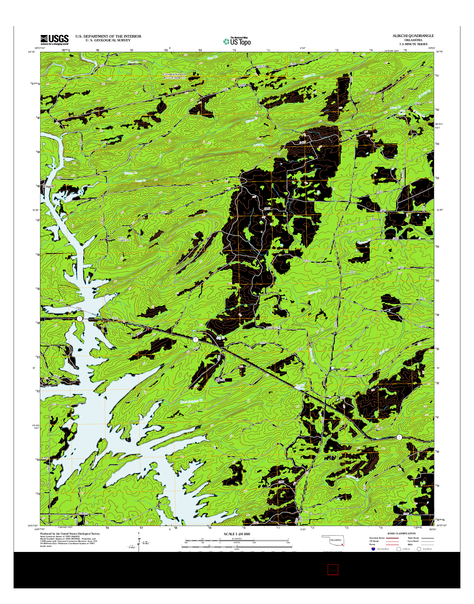 USGS US TOPO 7.5-MINUTE MAP FOR ALIKCHI, OK 2012