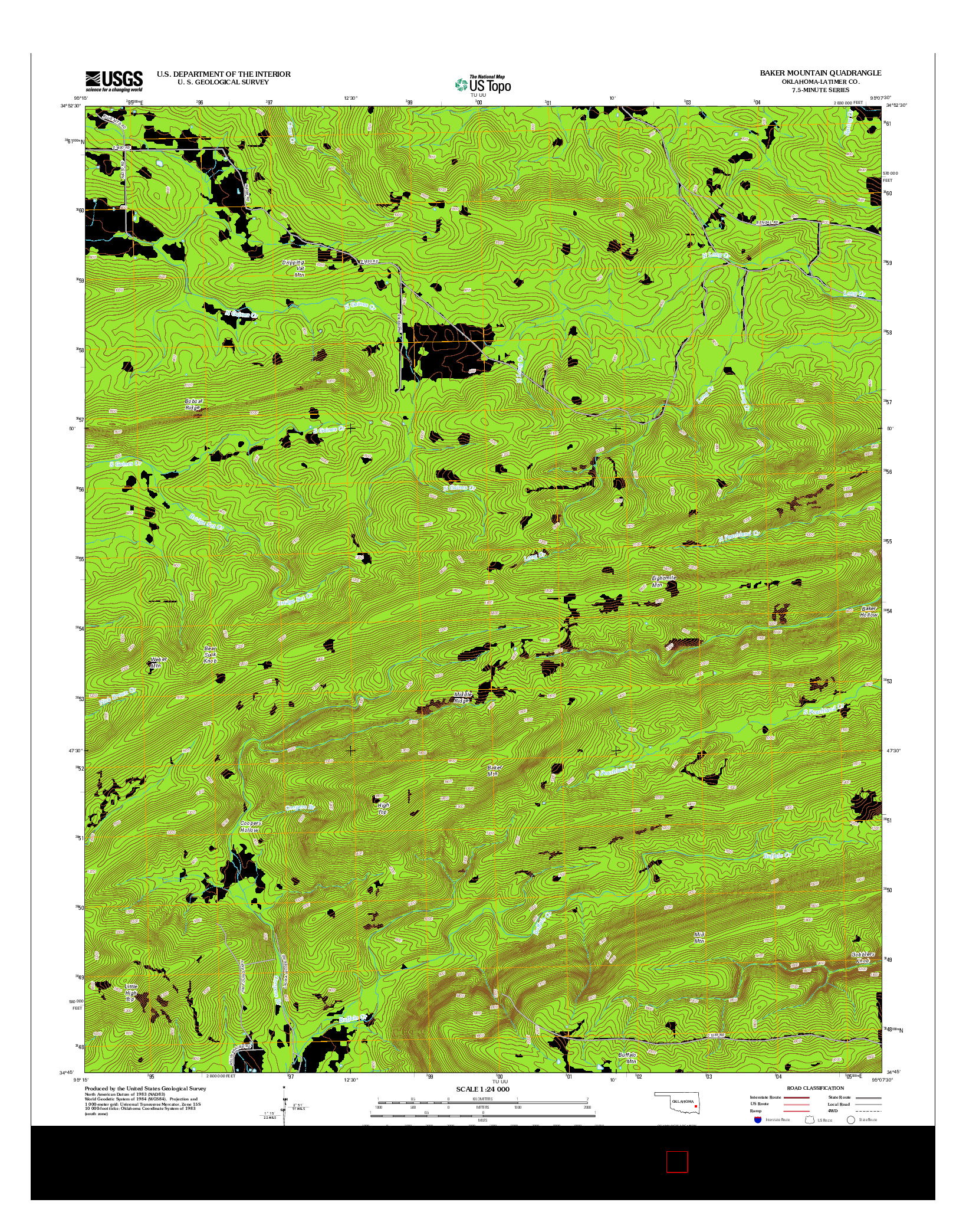 USGS US TOPO 7.5-MINUTE MAP FOR BAKER MOUNTAIN, OK 2012