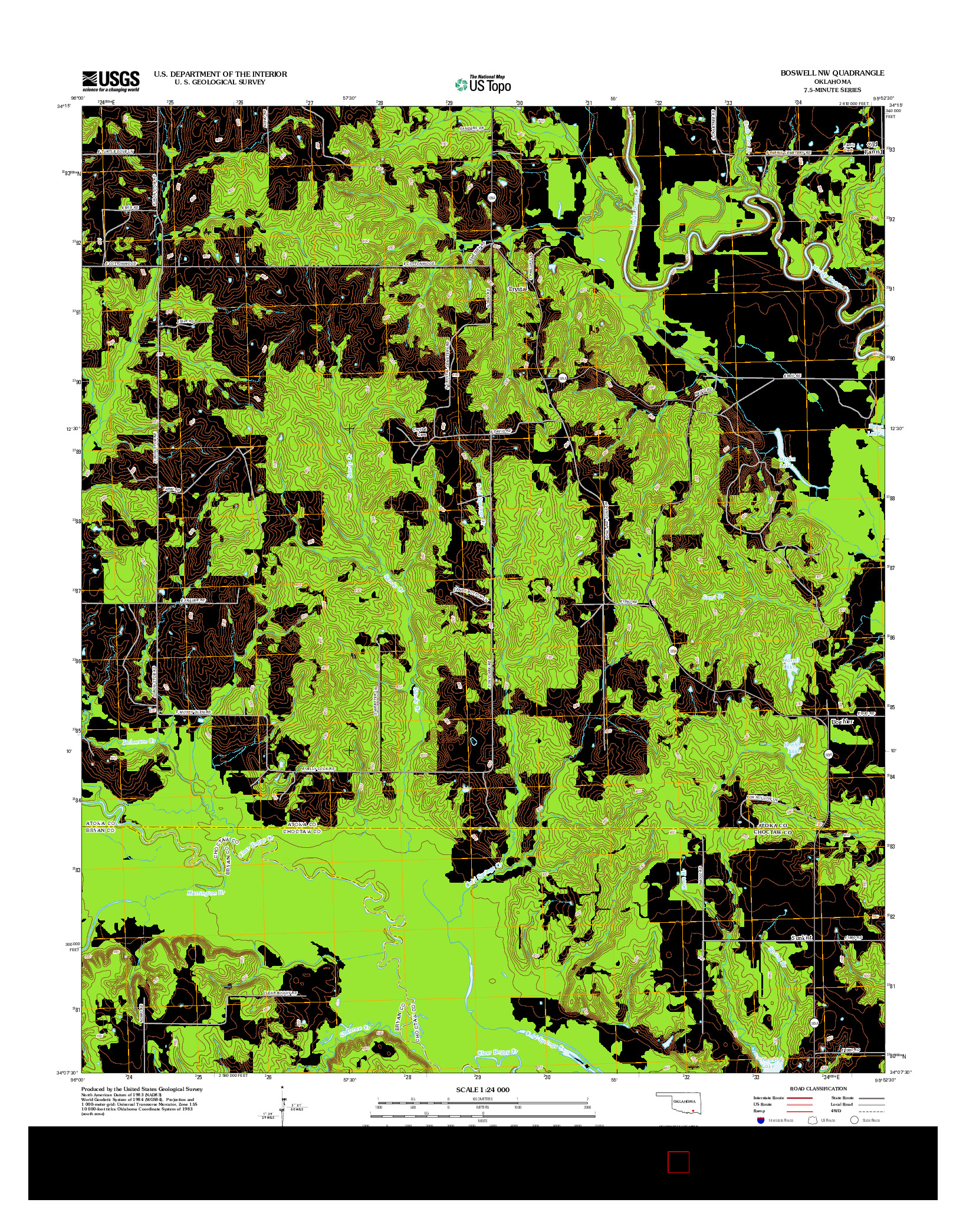 USGS US TOPO 7.5-MINUTE MAP FOR BOSWELL NW, OK 2012