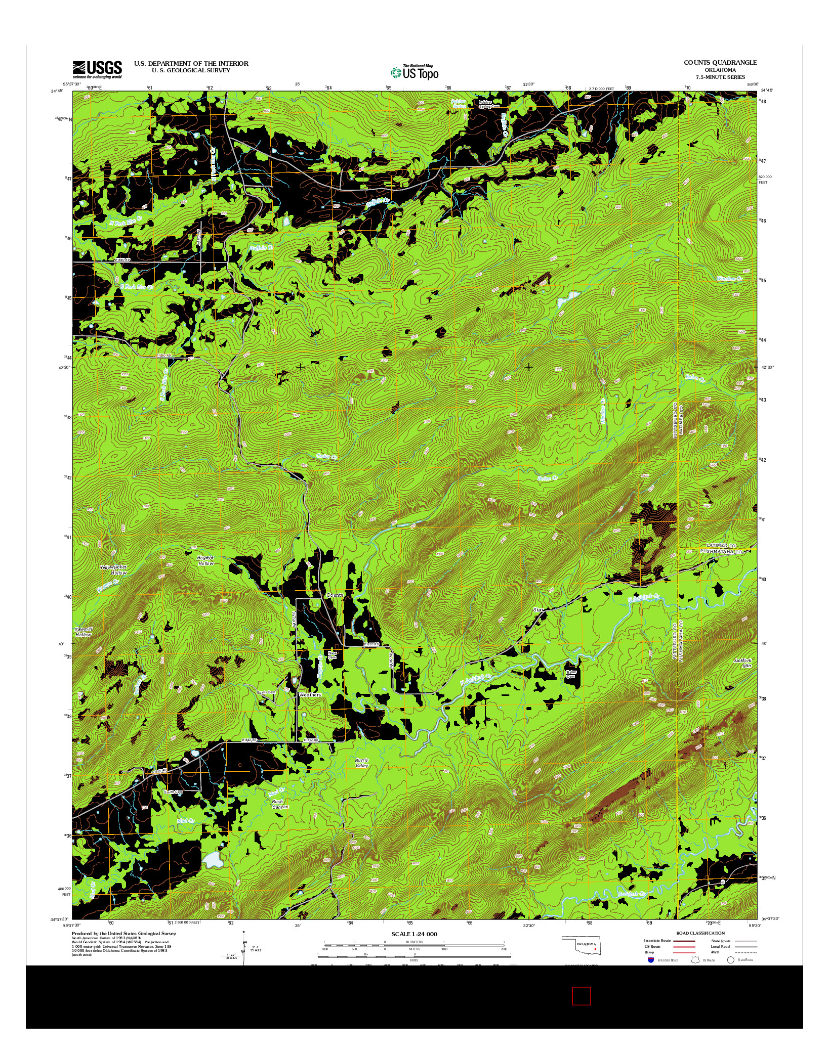 USGS US TOPO 7.5-MINUTE MAP FOR COUNTS, OK 2012