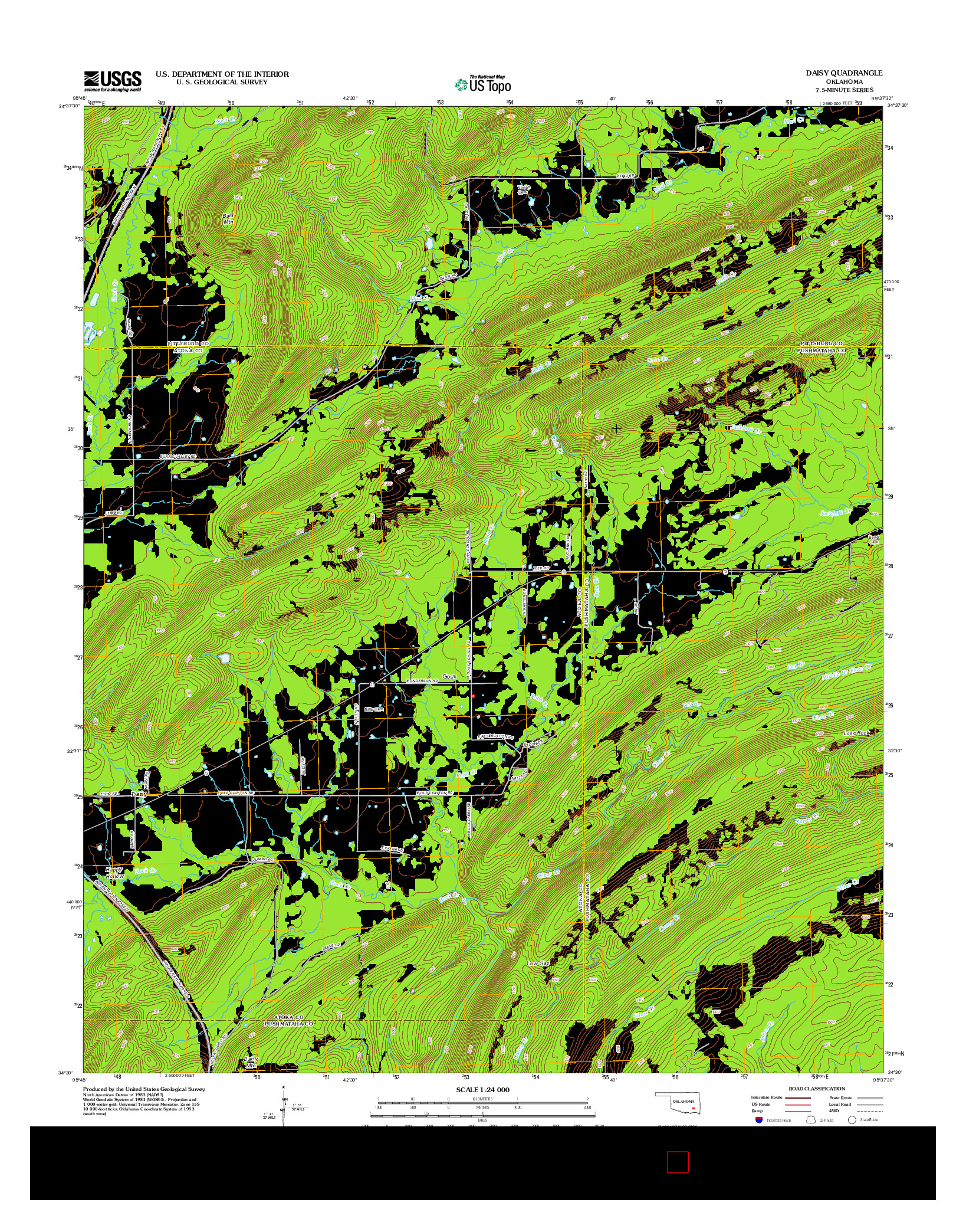 USGS US TOPO 7.5-MINUTE MAP FOR DAISY, OK 2012