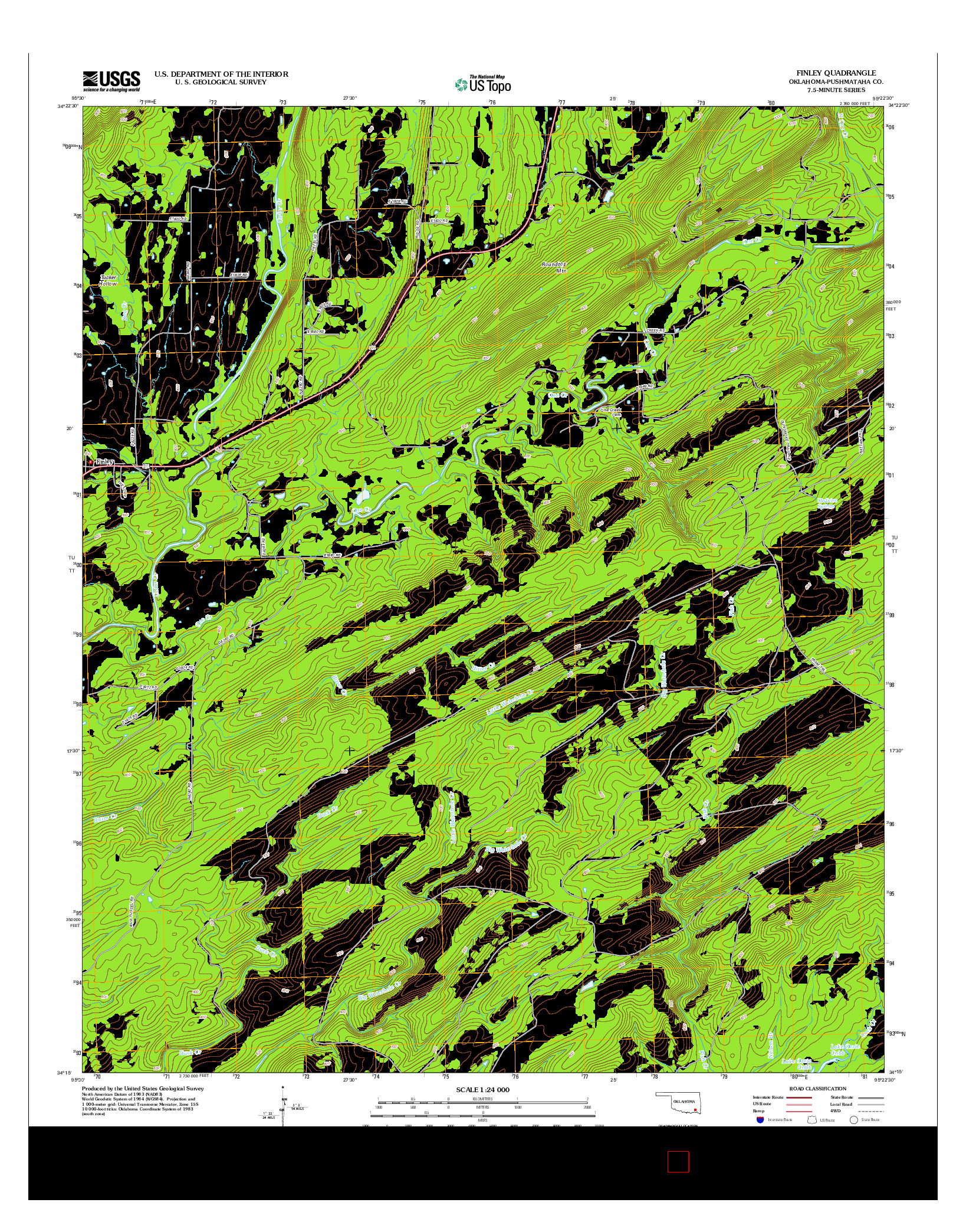 USGS US TOPO 7.5-MINUTE MAP FOR FINLEY, OK 2012