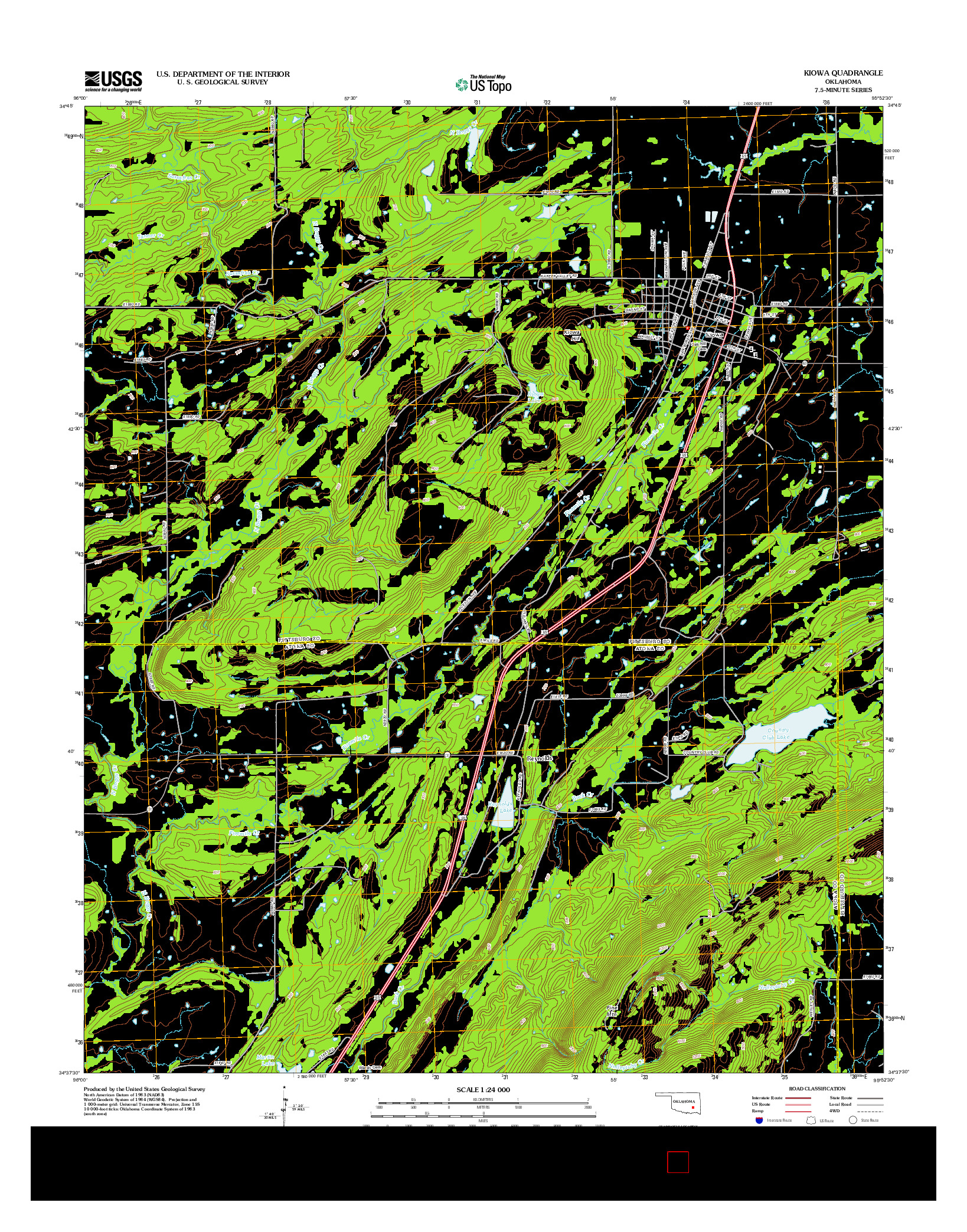 USGS US TOPO 7.5-MINUTE MAP FOR KIOWA, OK 2012