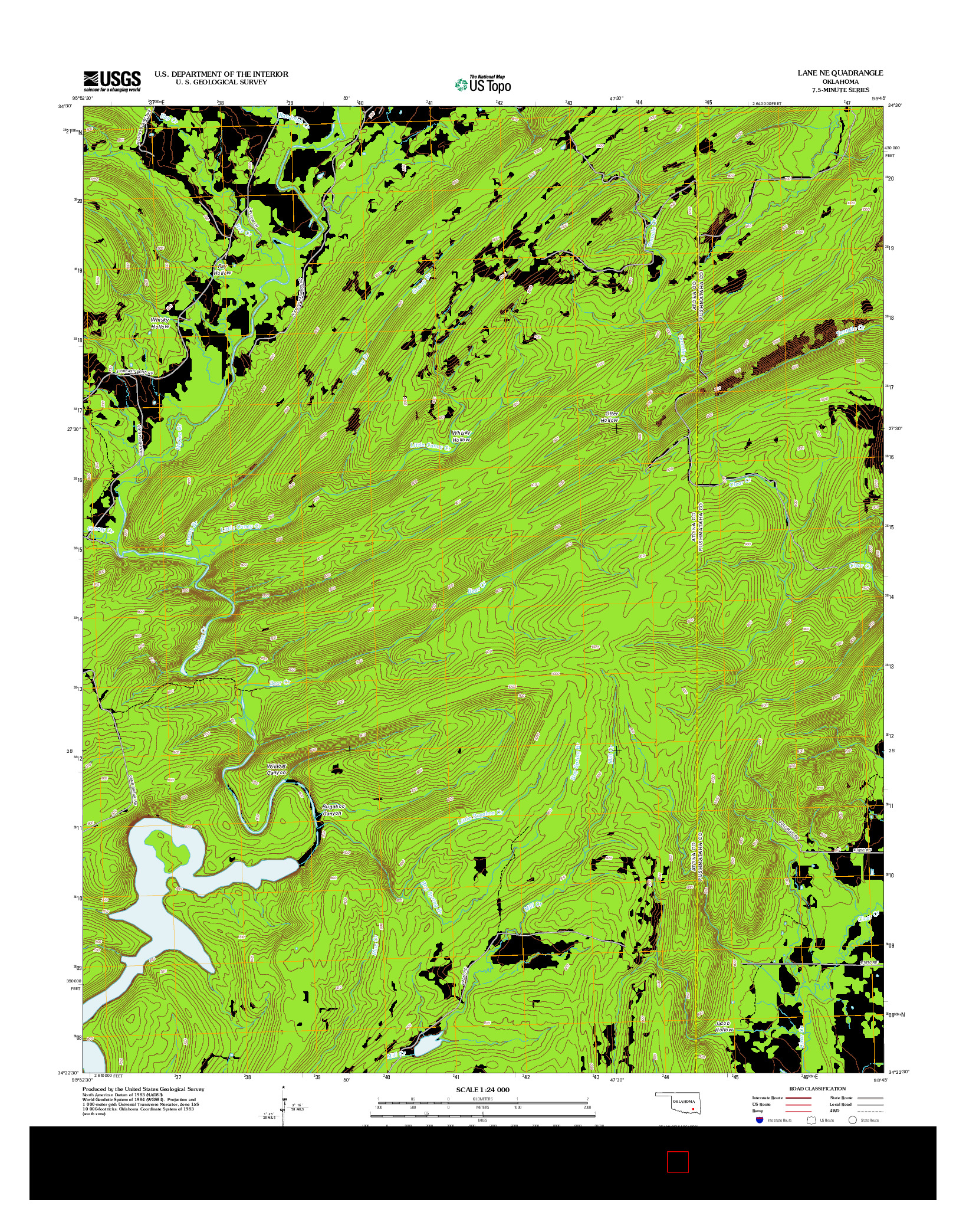 USGS US TOPO 7.5-MINUTE MAP FOR LANE NE, OK 2012