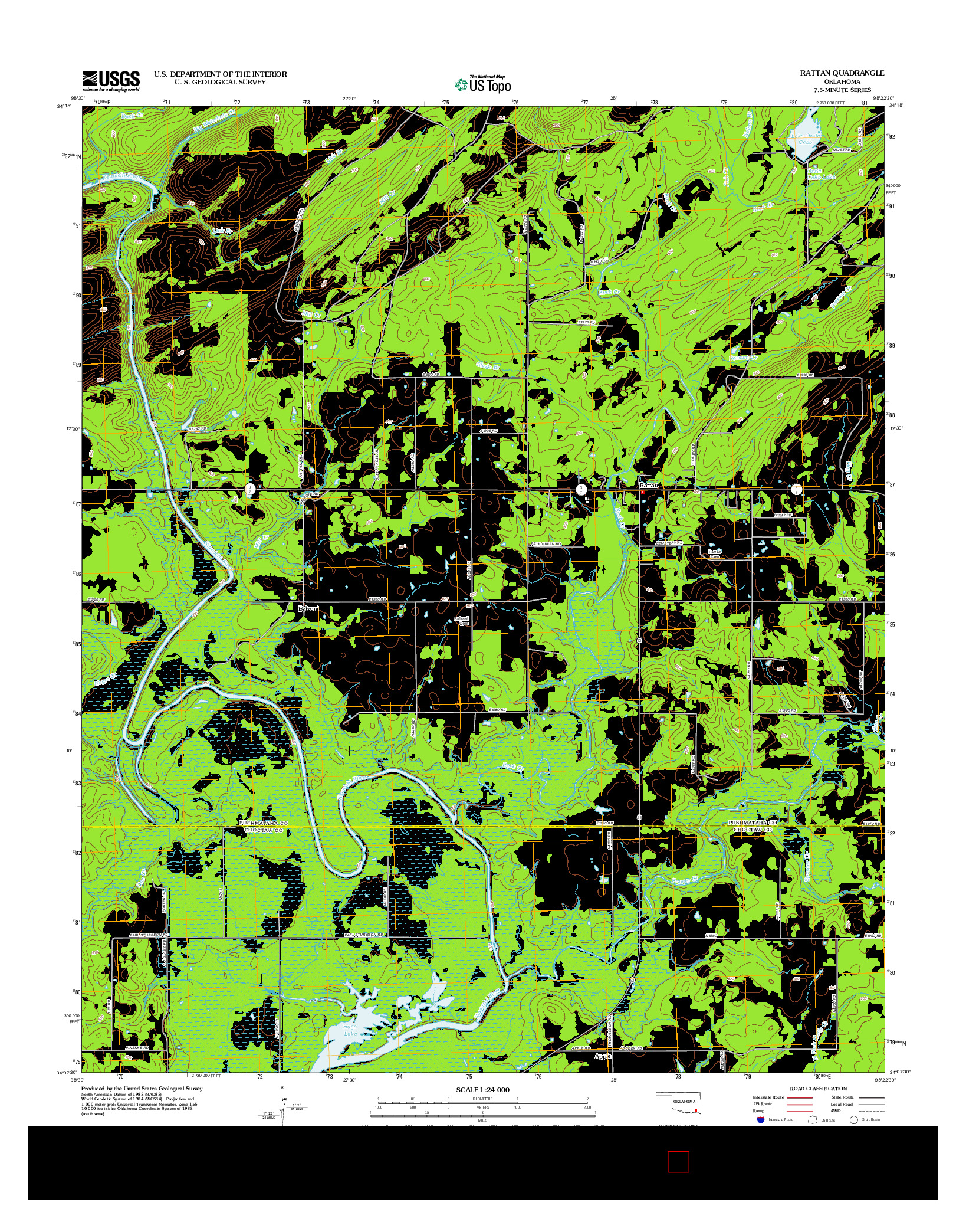 USGS US TOPO 7.5-MINUTE MAP FOR RATTAN, OK 2012