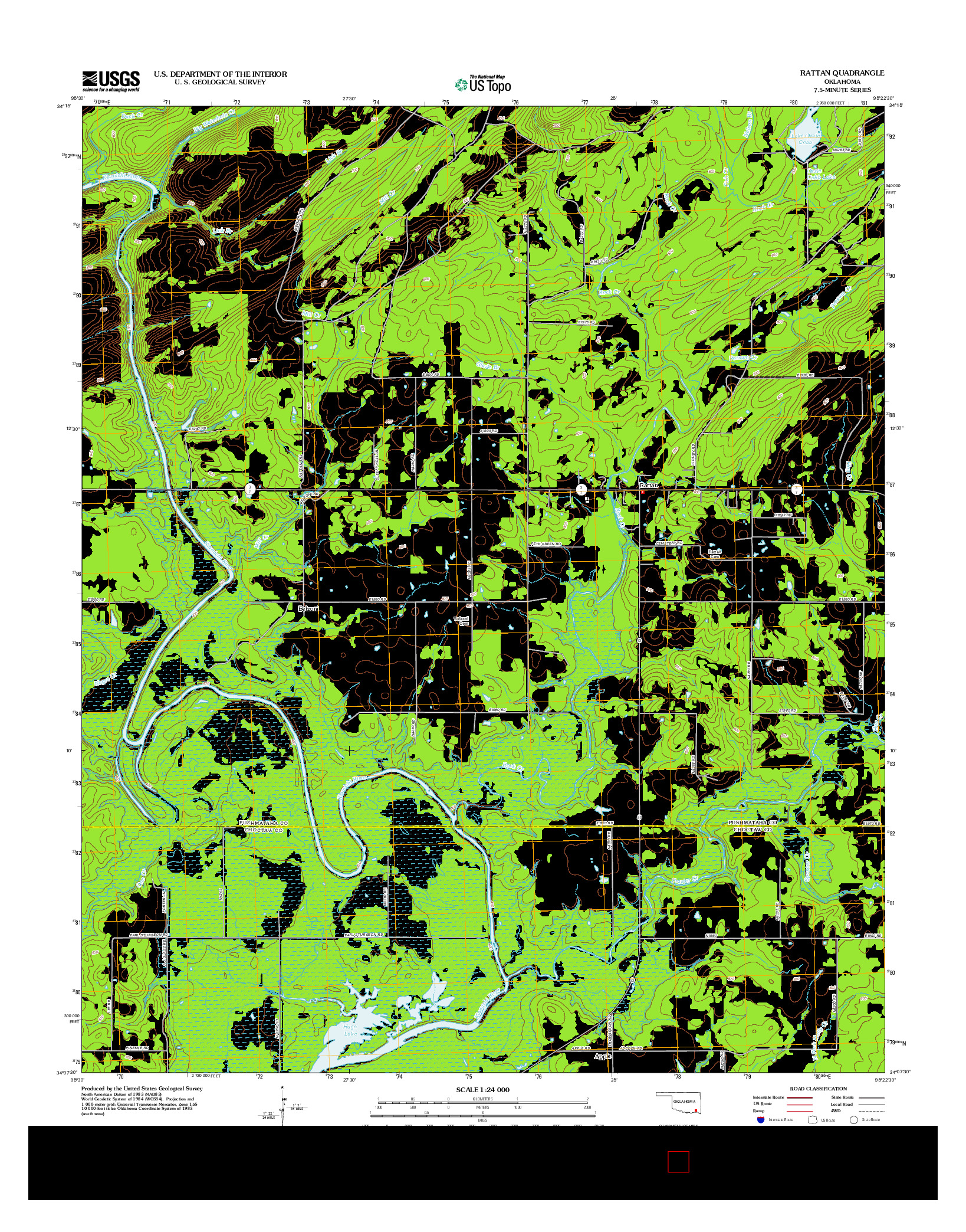USGS US TOPO 7.5-MINUTE MAP FOR RATTAN, OK 2012