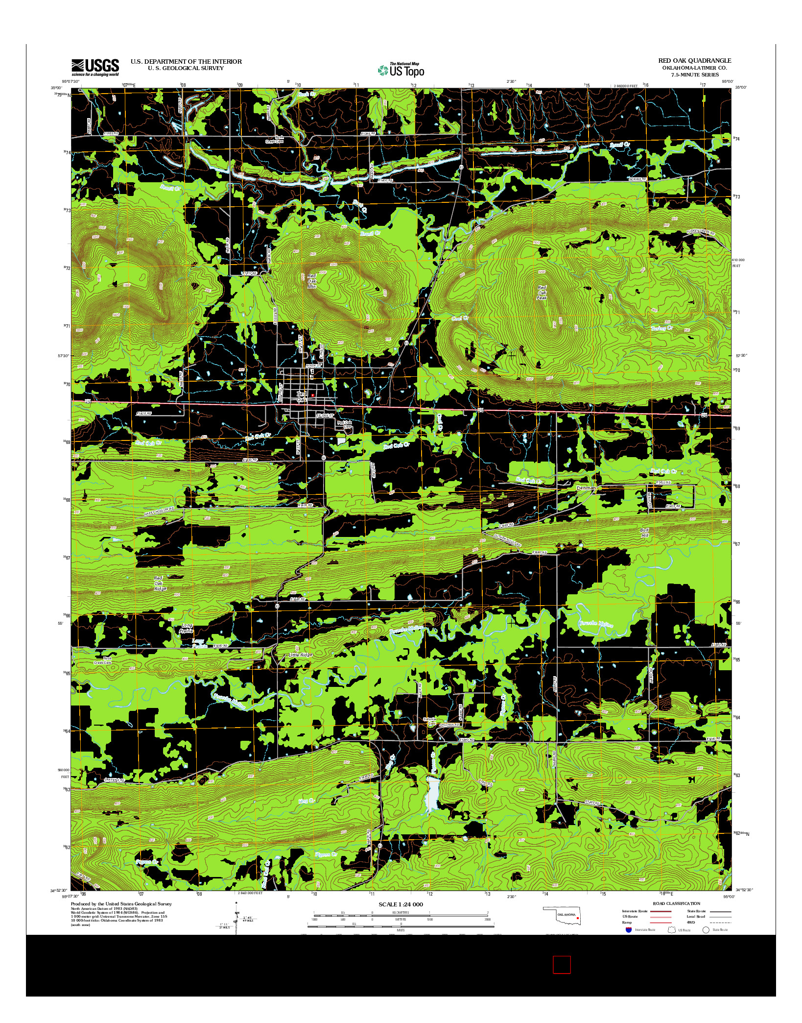 USGS US TOPO 7.5-MINUTE MAP FOR RED OAK, OK 2012